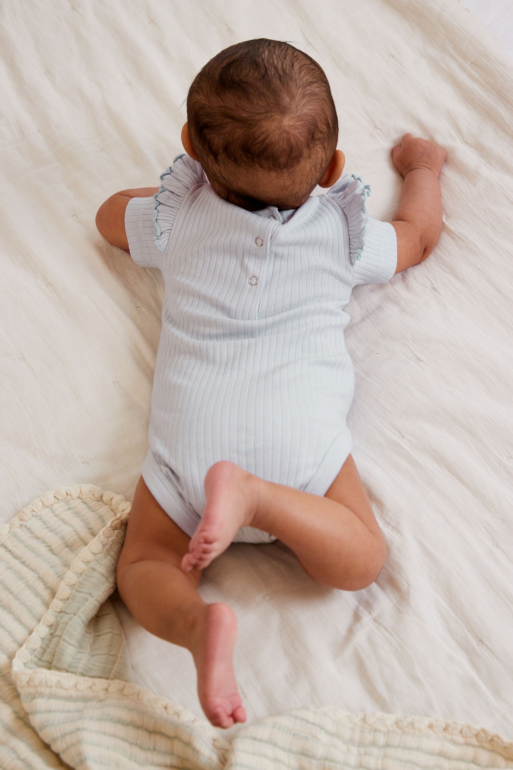 Lemon Yellow/Blue Short Frill Sleeved Bodysuits 2 Pack