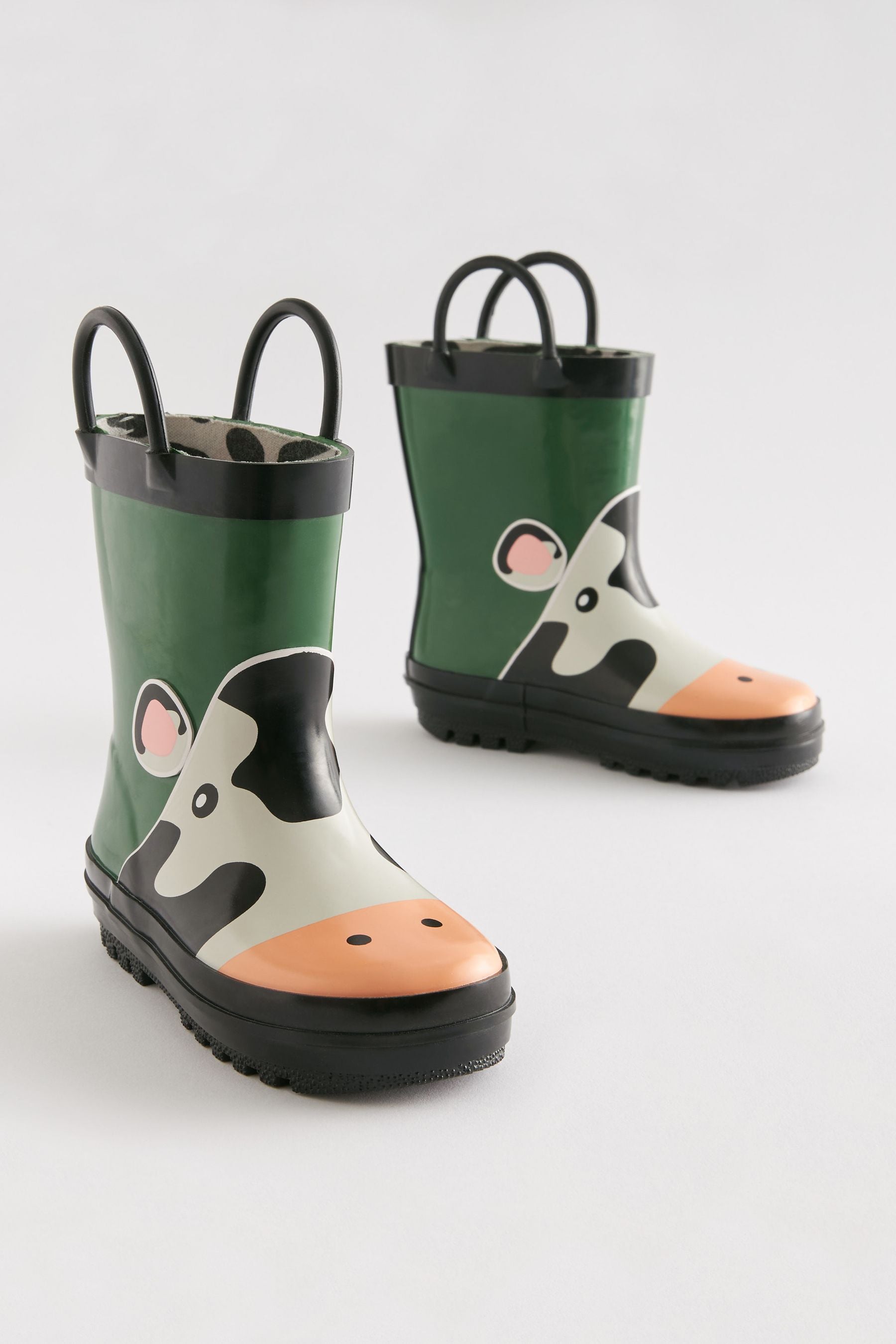 Green Cow Wellies With Pull-on Handles