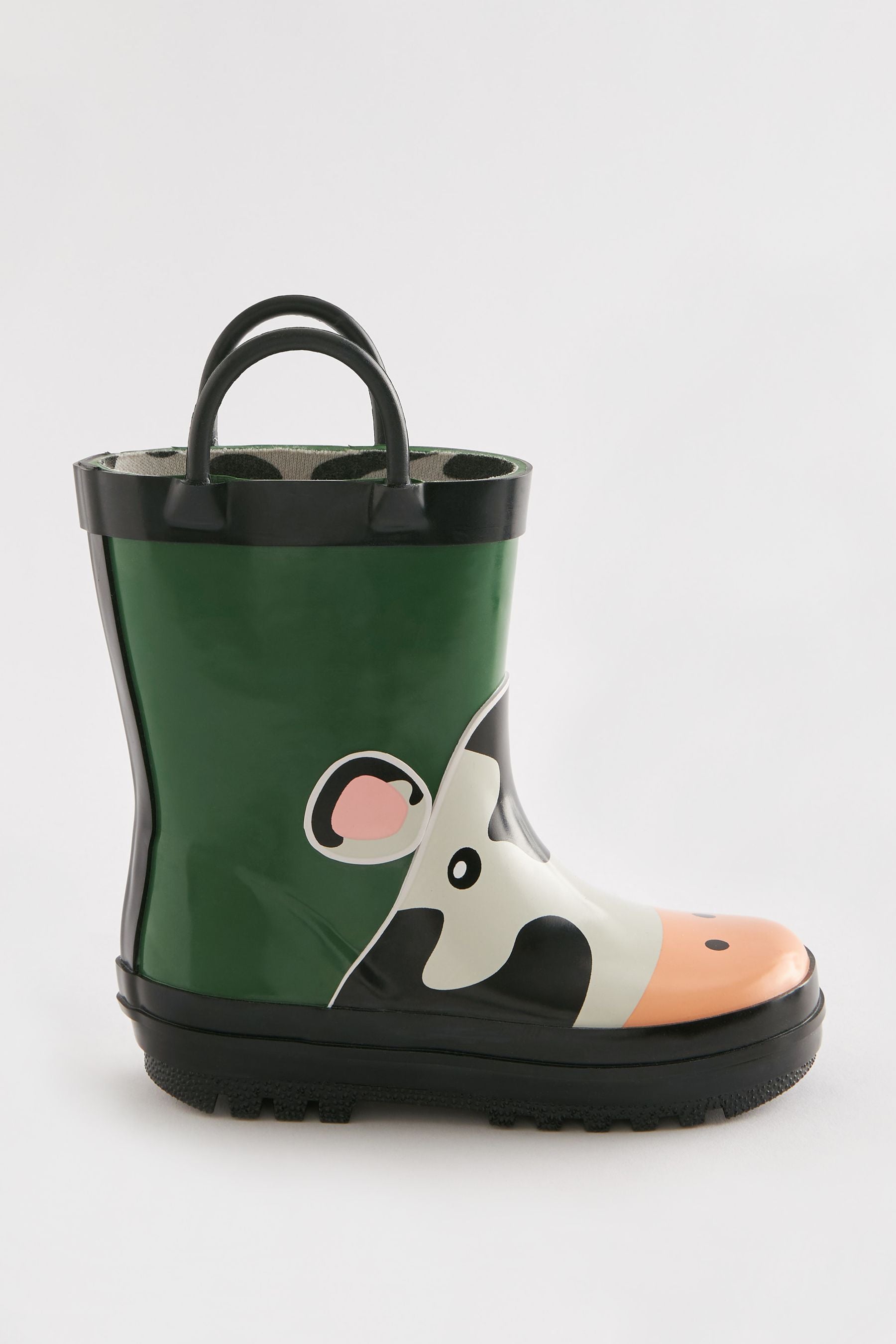 Green Cow Wellies With Pull-on Handles