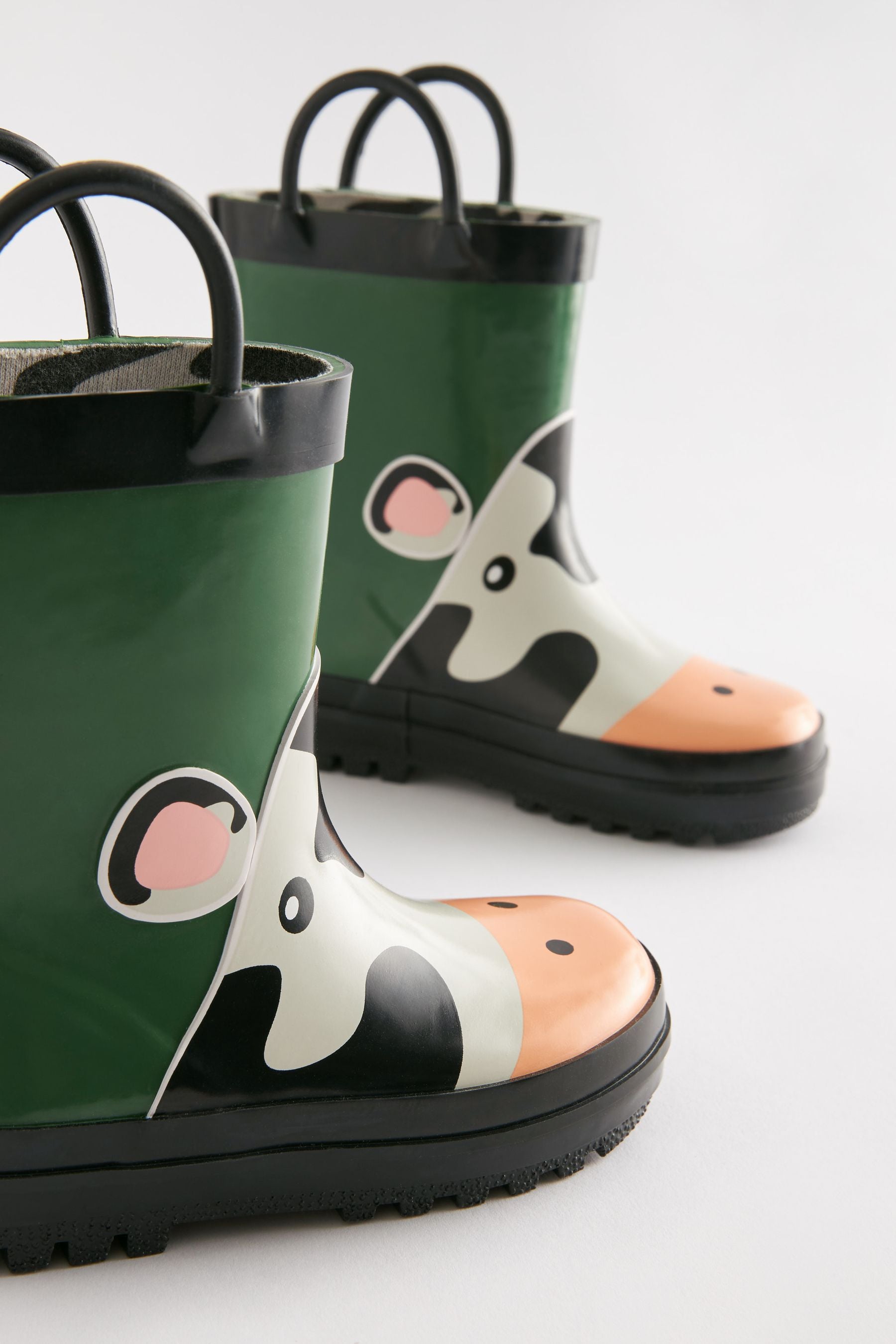 Green Cow Wellies With Pull-on Handles