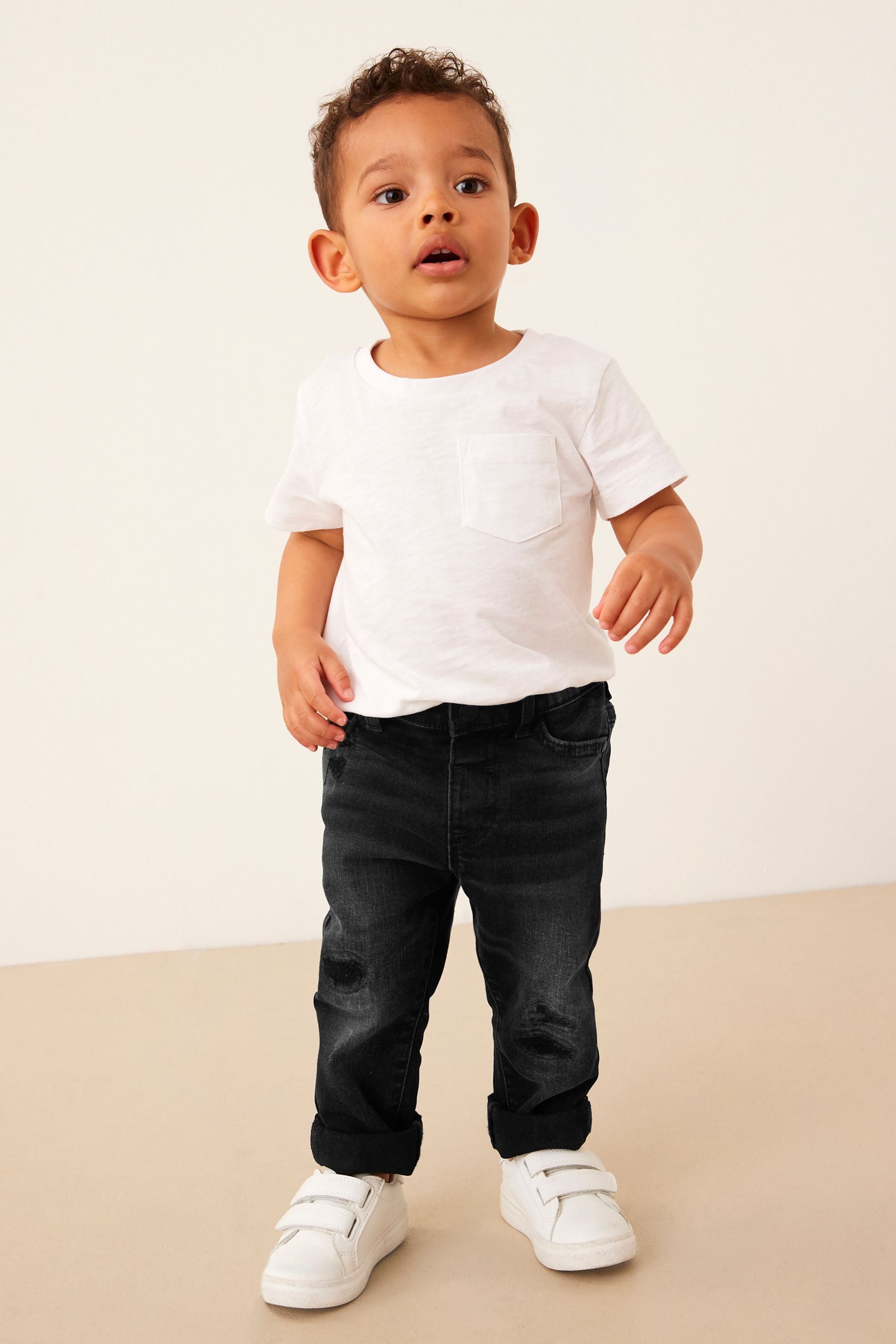 Black Denim Distressed Jeans (3mths-7yrs)