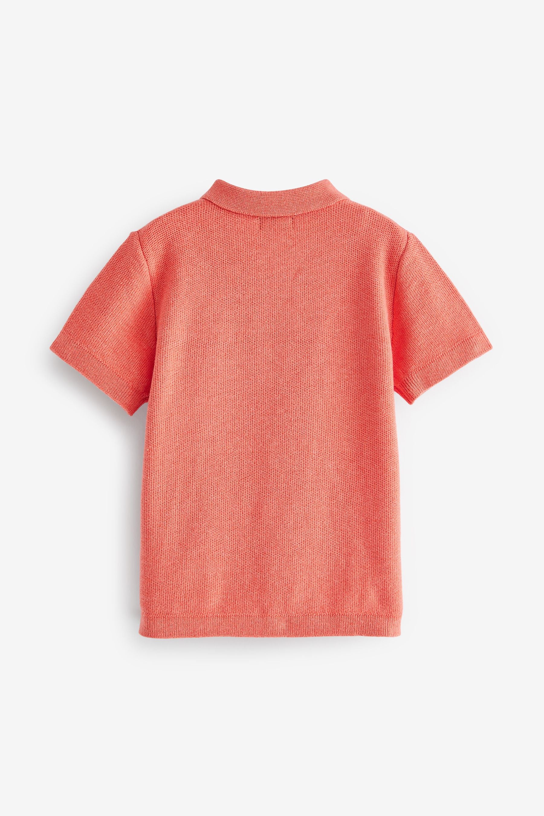 Coral Pink Knitted Textured Short Sleeve Polo Shirt (3mths-7yrs)