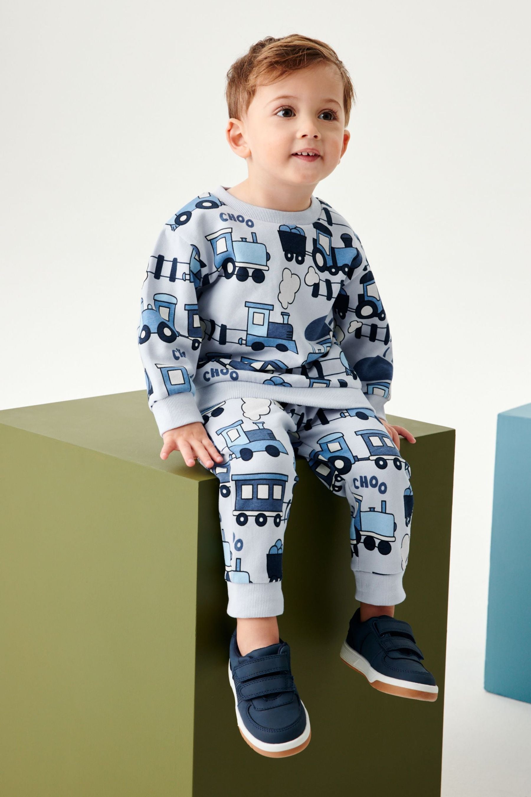 Blue Train All-Over Printed Joggers (3mths-7yrs)