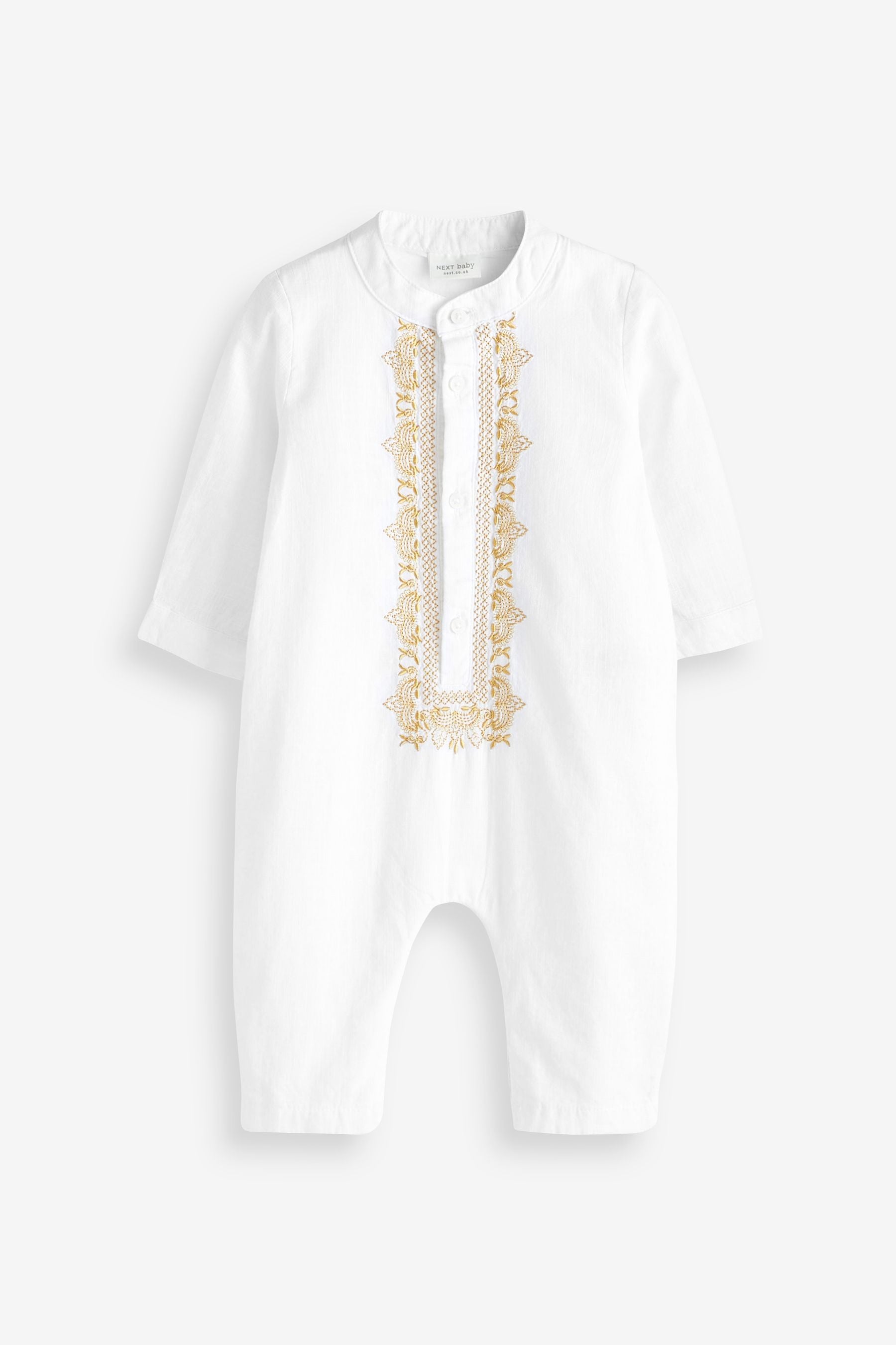 White Embroidered Occasion Baby Romper (0mths-2yrs)