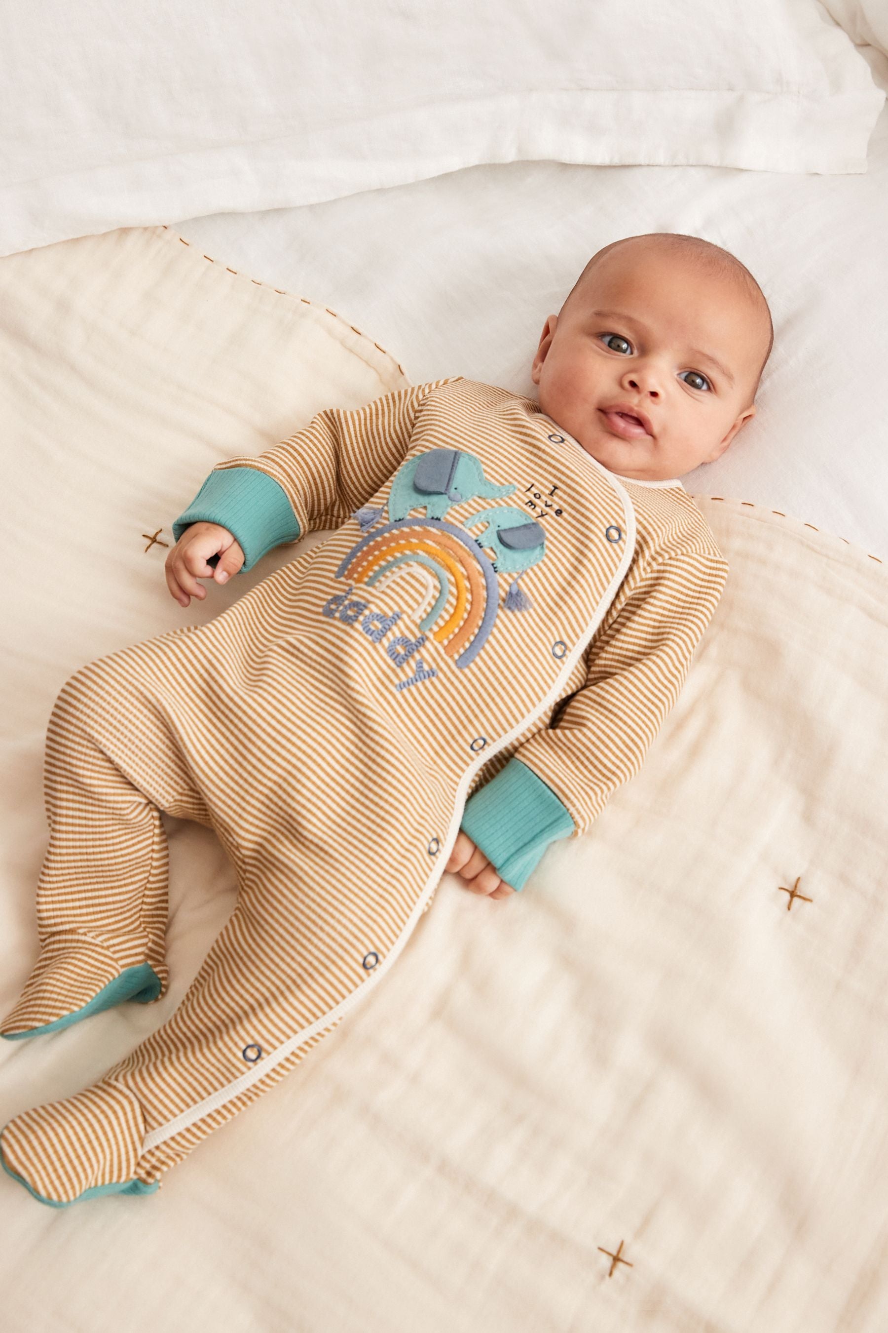 Daddy Blue/Neutral Baby Character Footed Sleepsuit (0-2yrs)