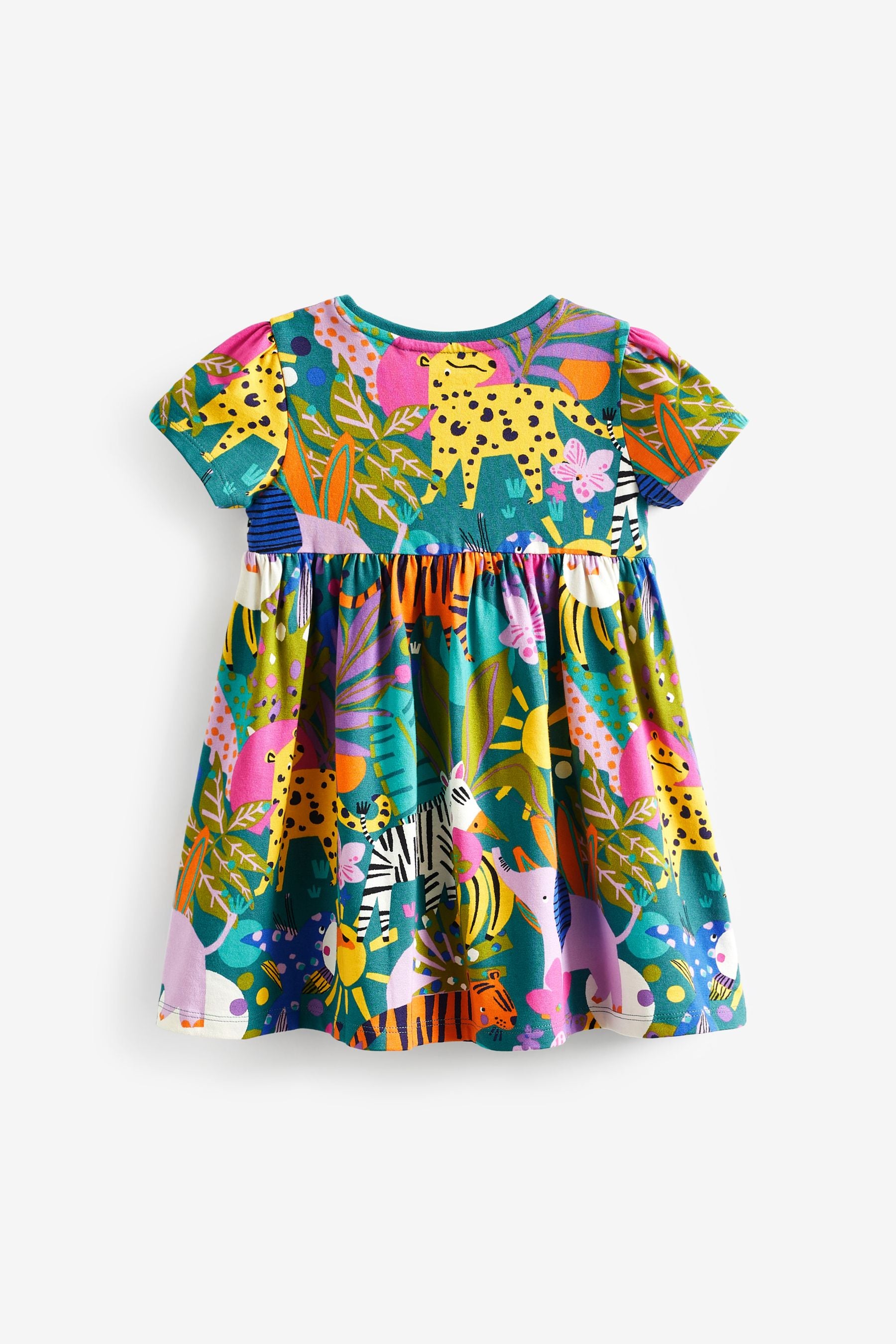 Jungle Animal Short Sleeve Cotton Jersey Dress (3mths-7yrs)