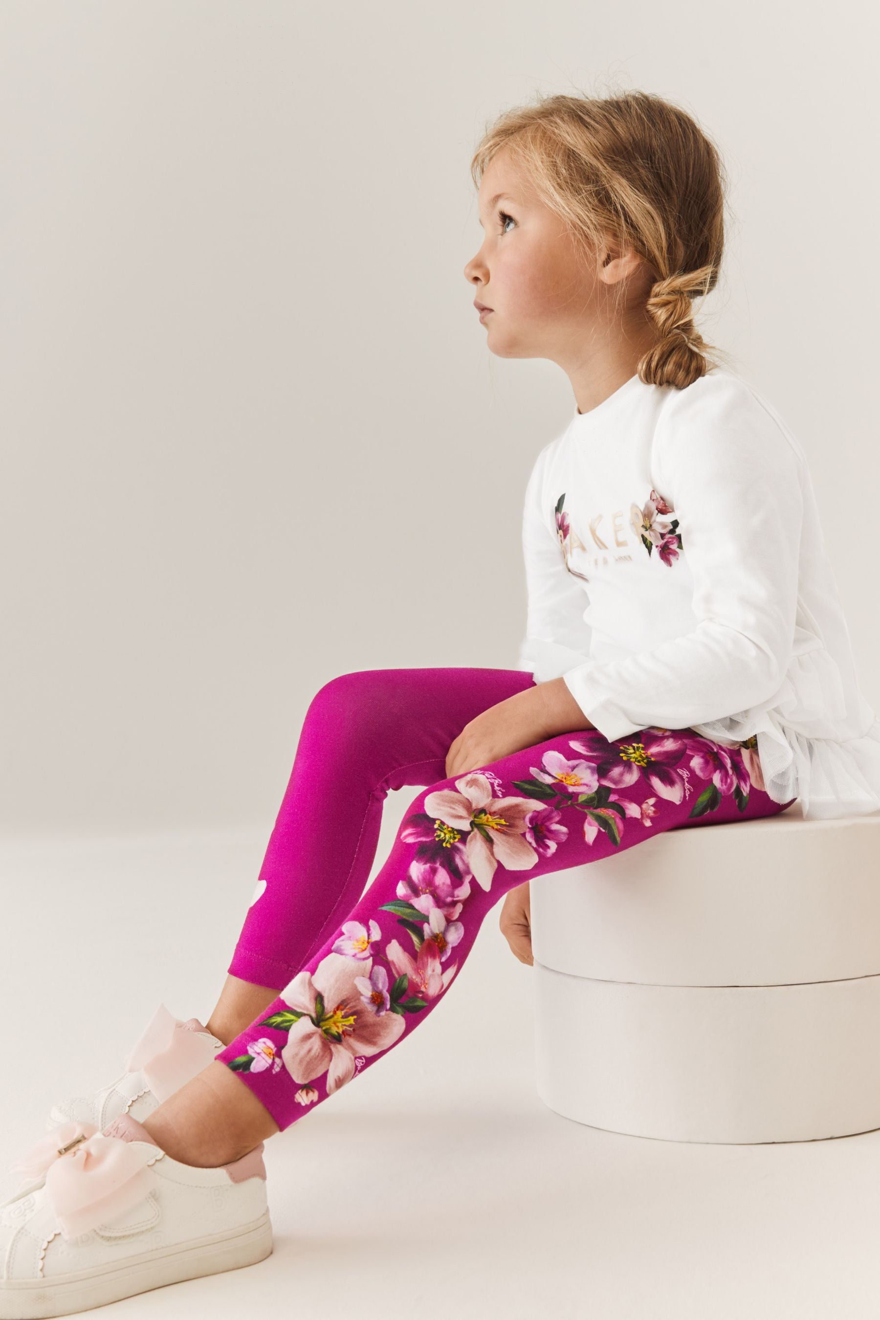 Pink Baker by Ted Baker (0-6yrs) Pink Floral Legging and White T-Shirt Set