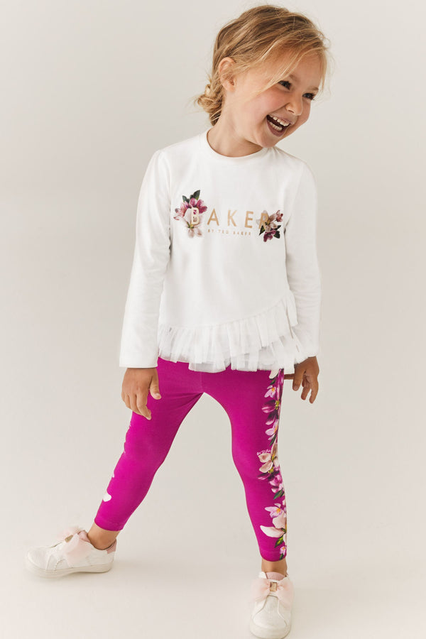 Pink Baker by Ted Baker (0-6yrs) Pink Floral Legging and White T-Shirt Set