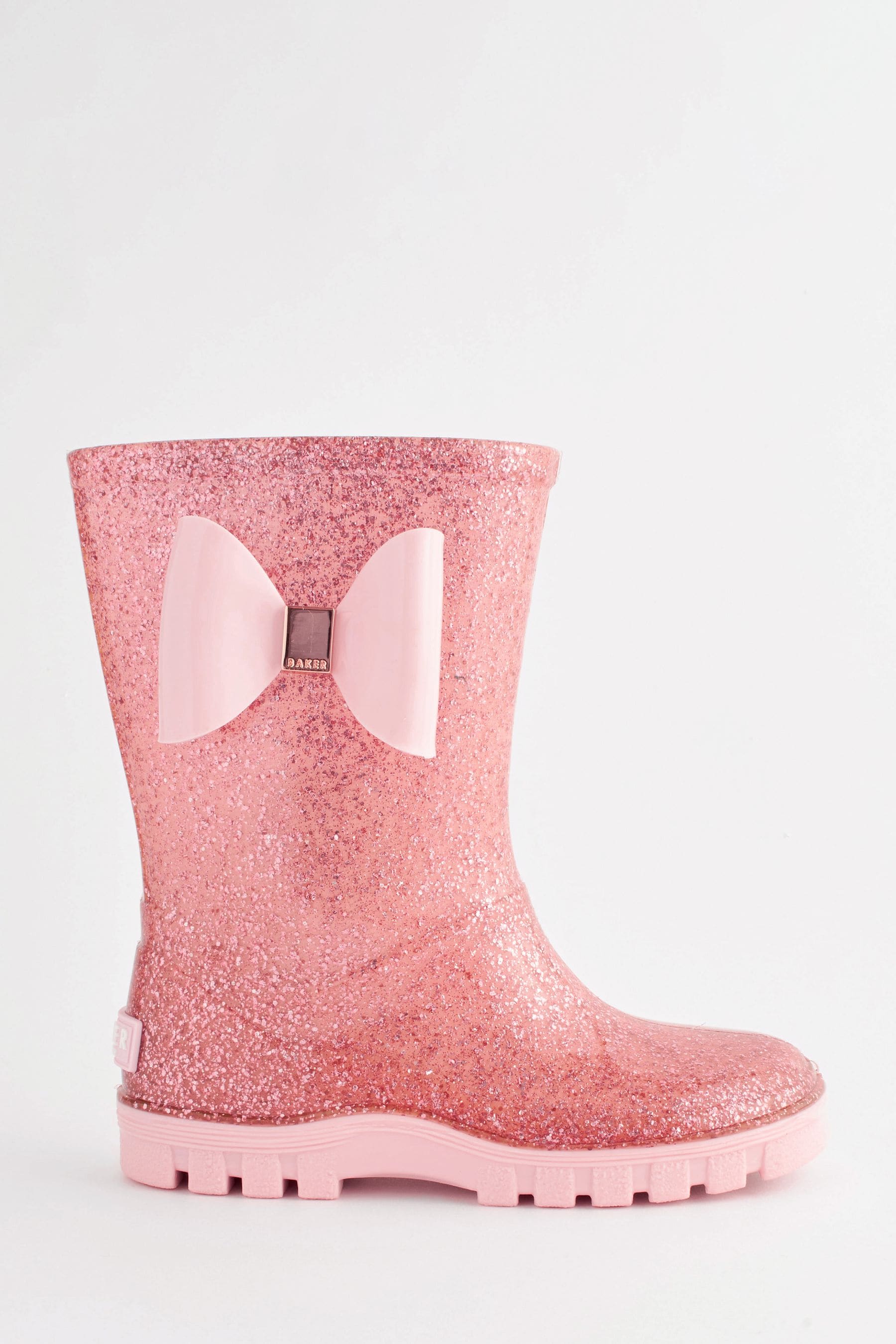 Pink Baker by Ted Baker Girls Glitter Welly Boots with Bow