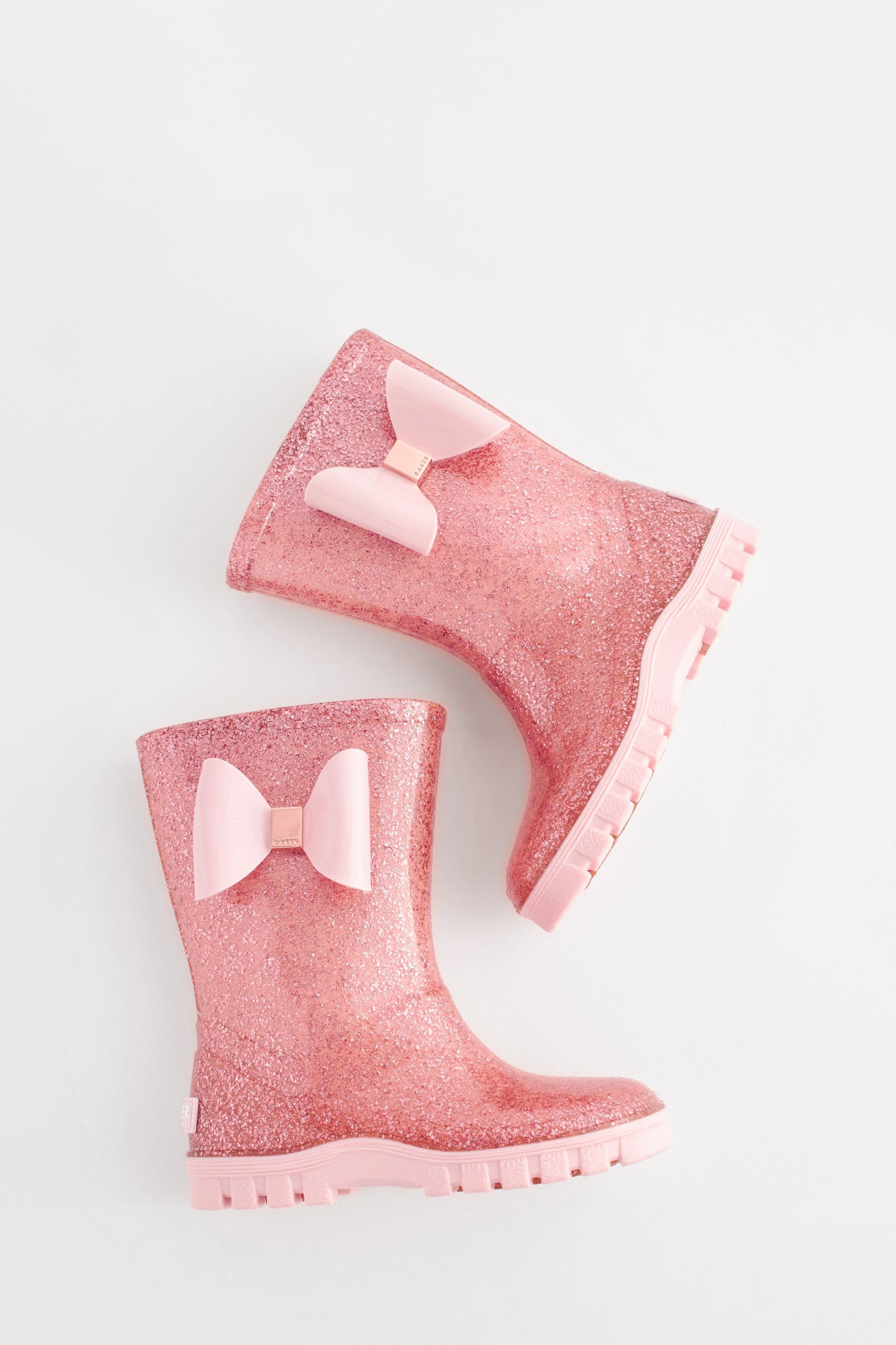 Pink Baker by Ted Baker Girls Glitter Welly Boots with Bow