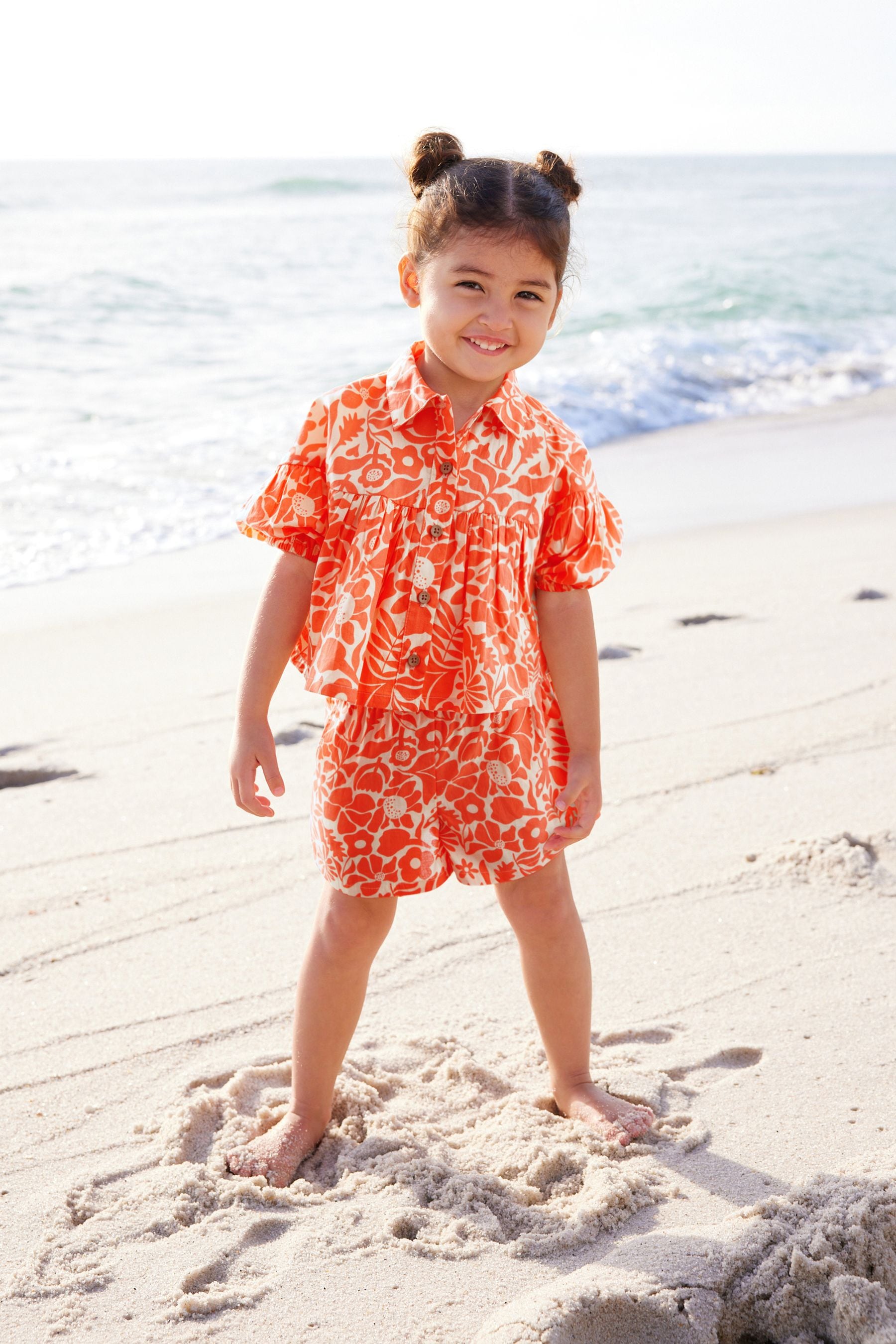 Orange Floral Blouse And Shorts Co-ord Set (3mths-8yrs)