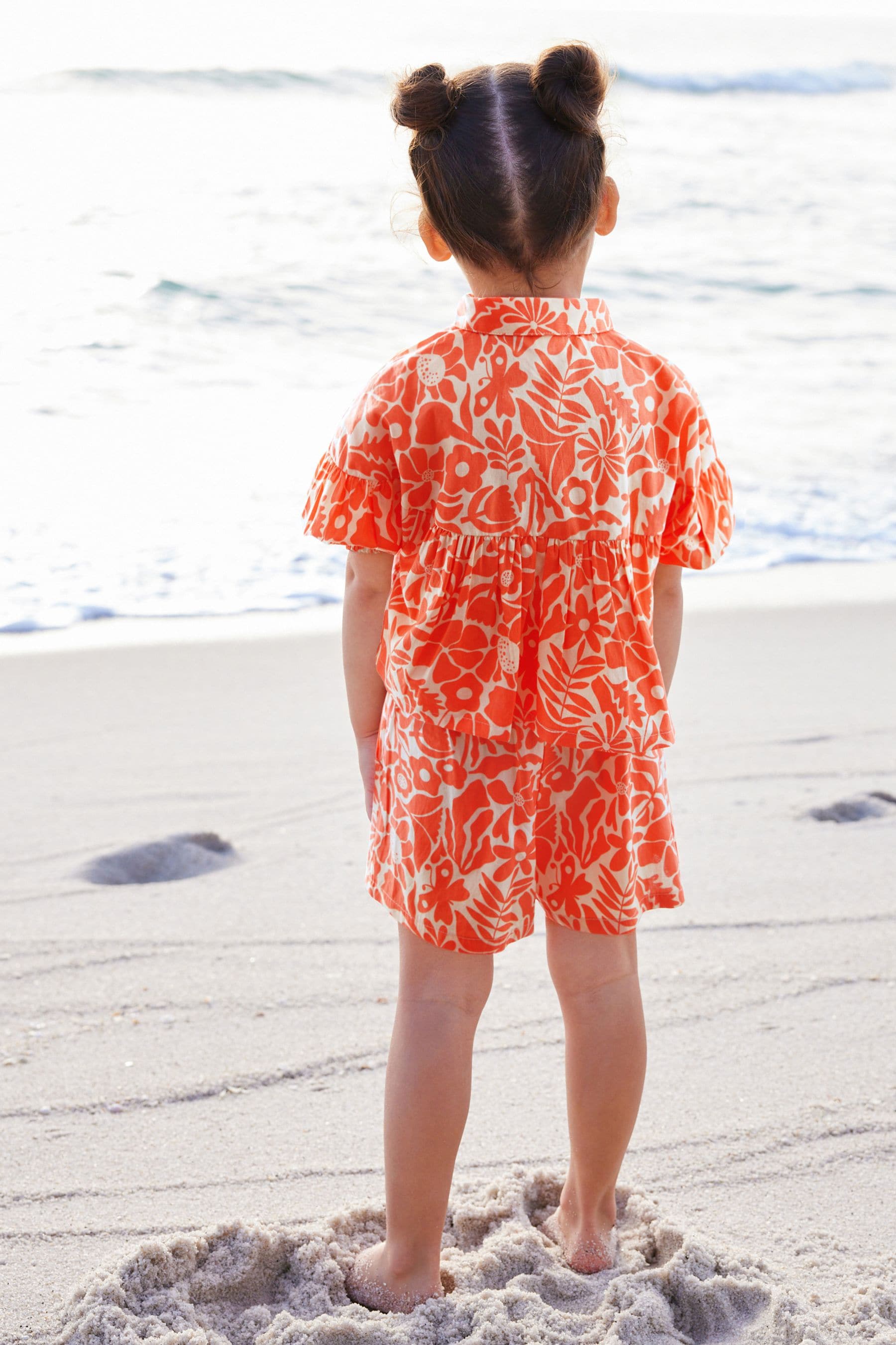 Orange Floral Blouse And Shorts Co-ord Set (3mths-8yrs)