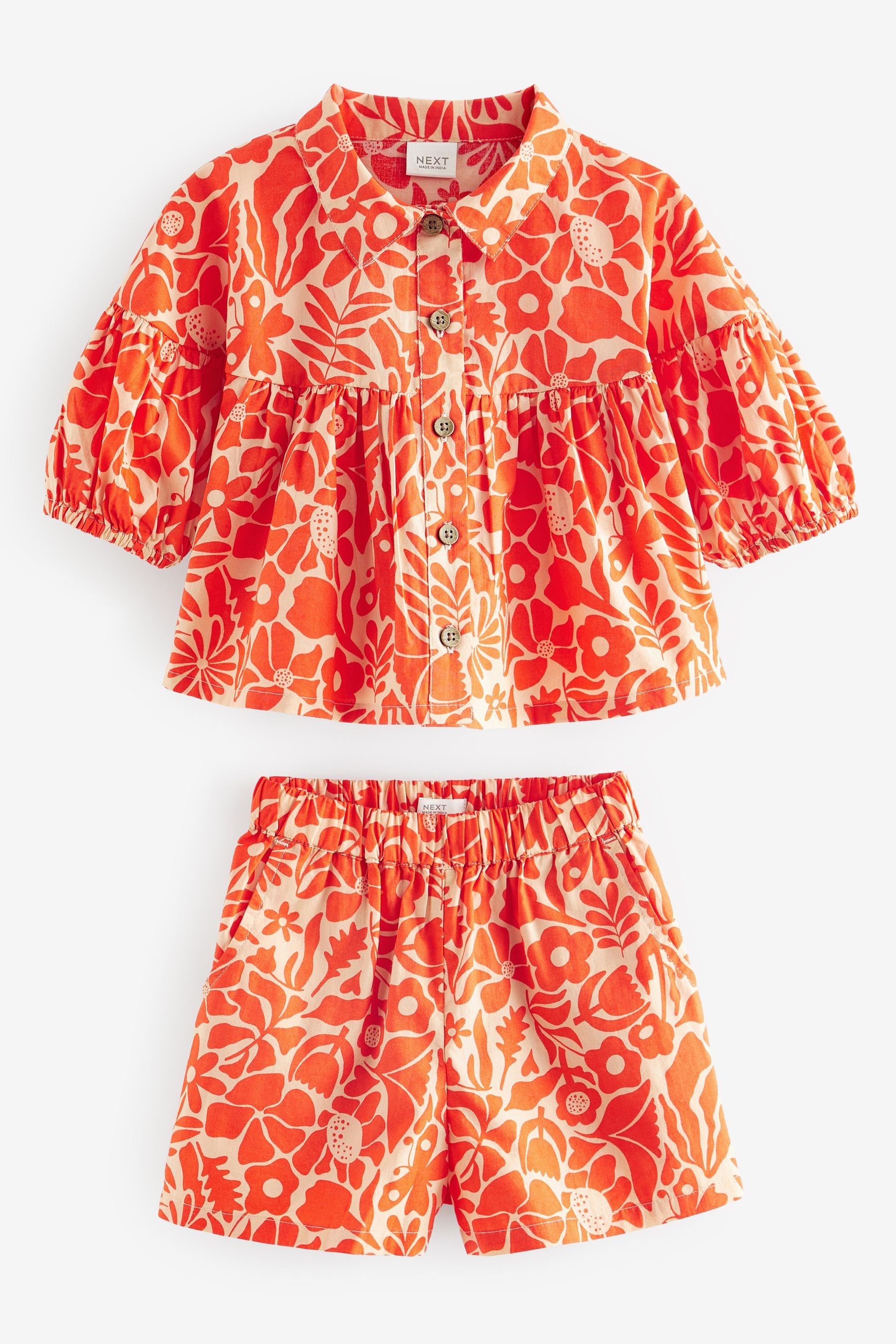 Orange Floral Blouse And Shorts Co-ord Set (3mths-8yrs)