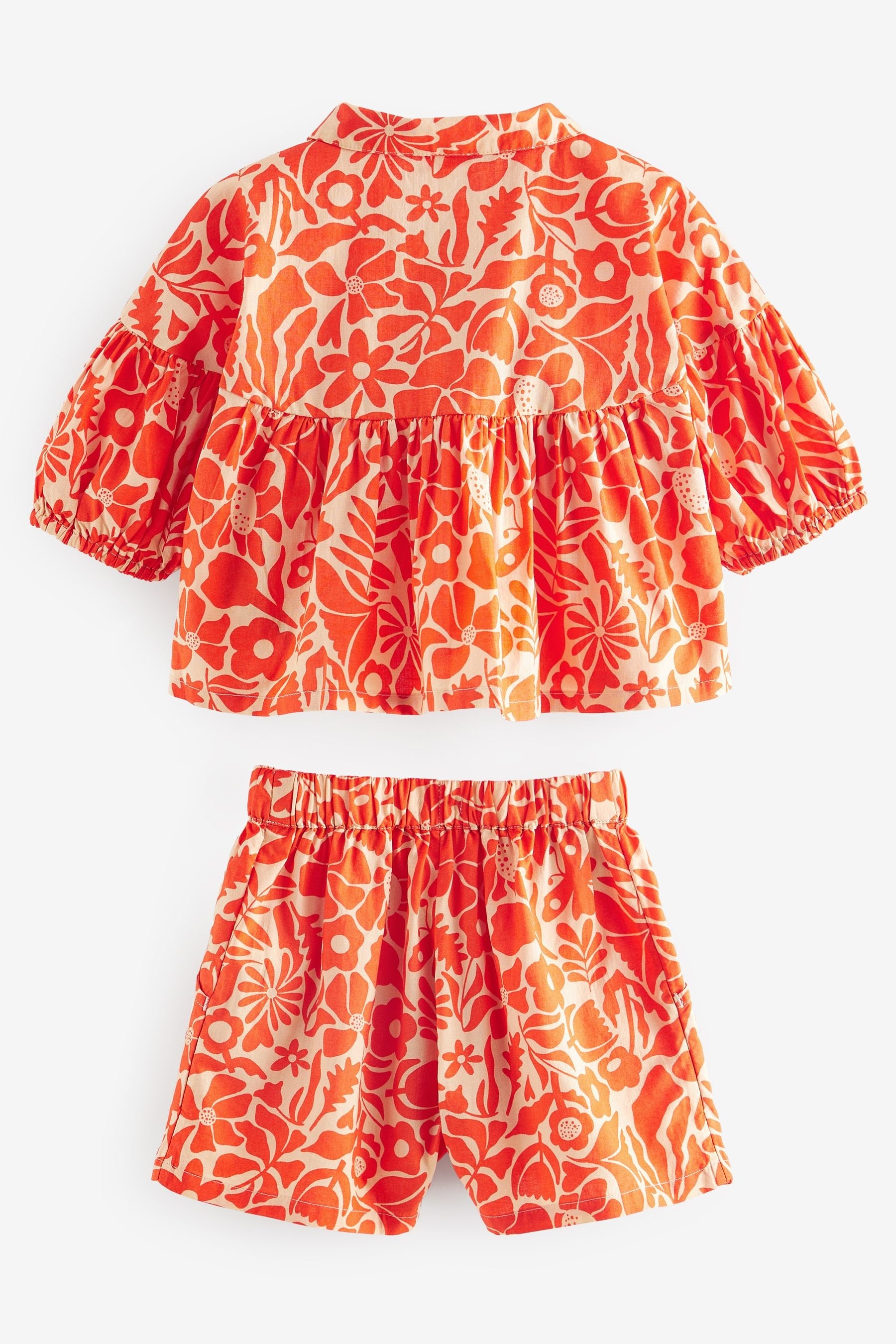 Orange Floral Blouse And Shorts Co-ord Set (3mths-8yrs)