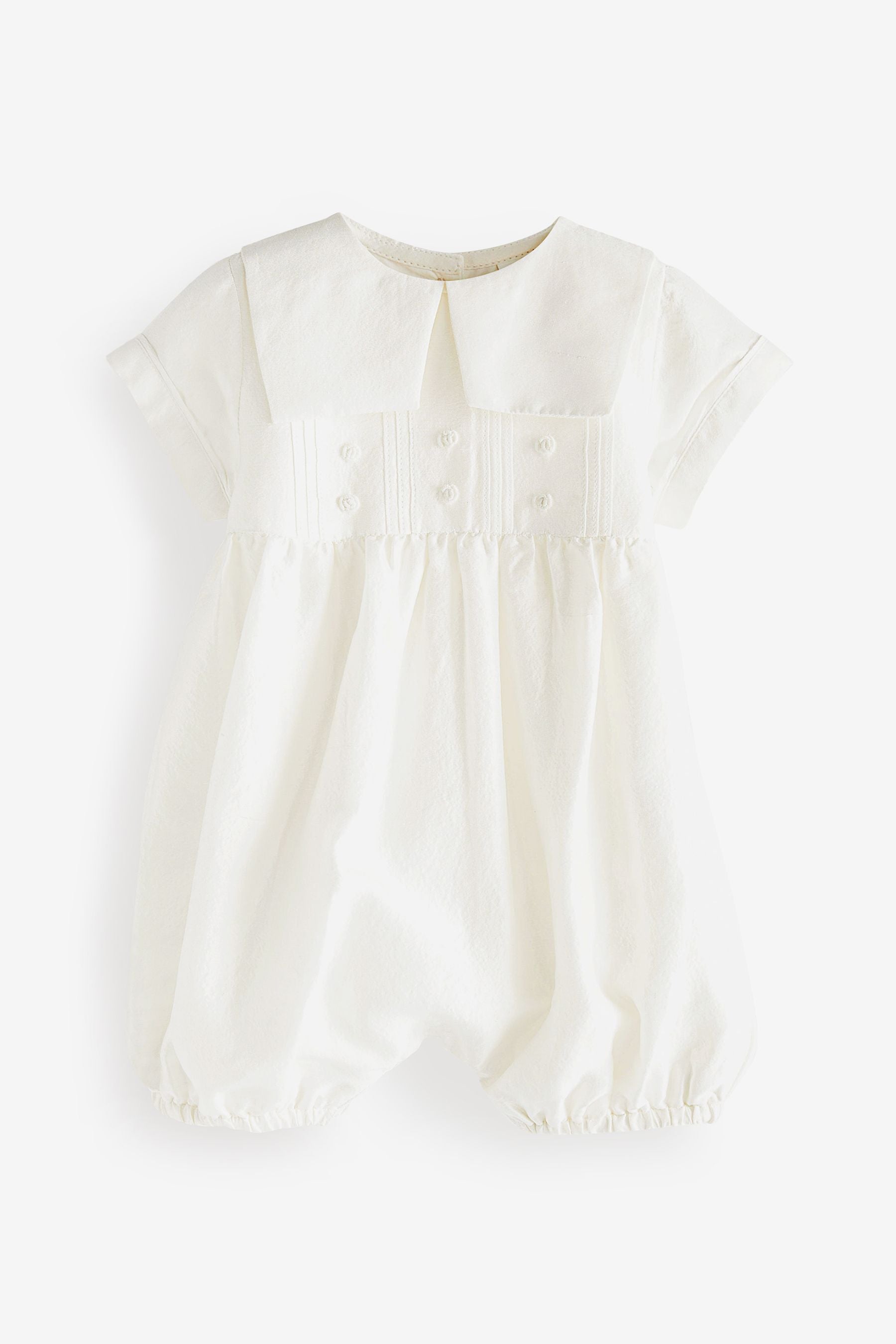 Cream Cream Christening Premium Silk Baby Playsuit (0mths-2yrs)