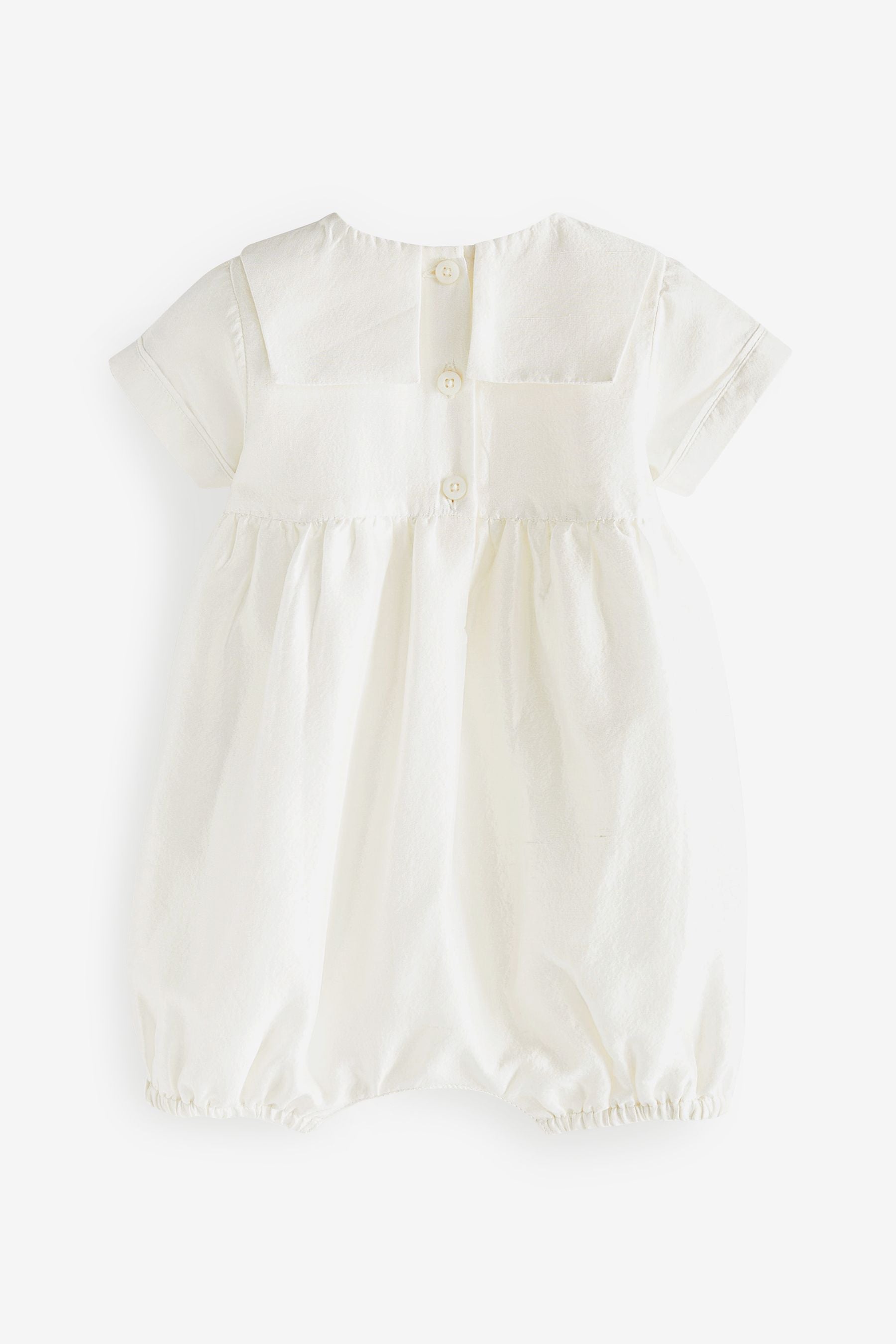 Cream Cream Christening Premium Silk Baby Playsuit (0mths-2yrs)