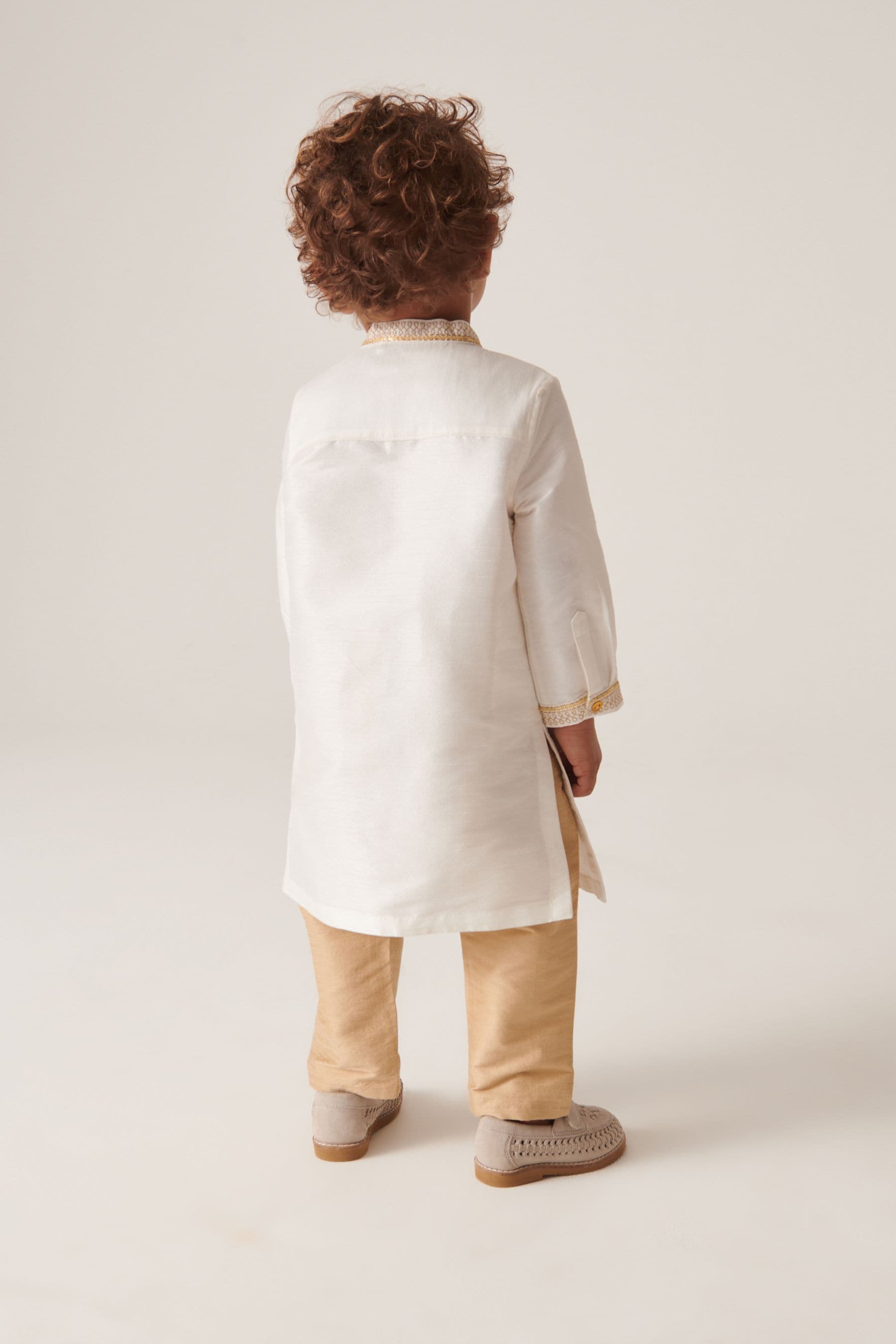 Ivory Cream/Gold Embroidered Boys Kurta (3mths-7yrs)