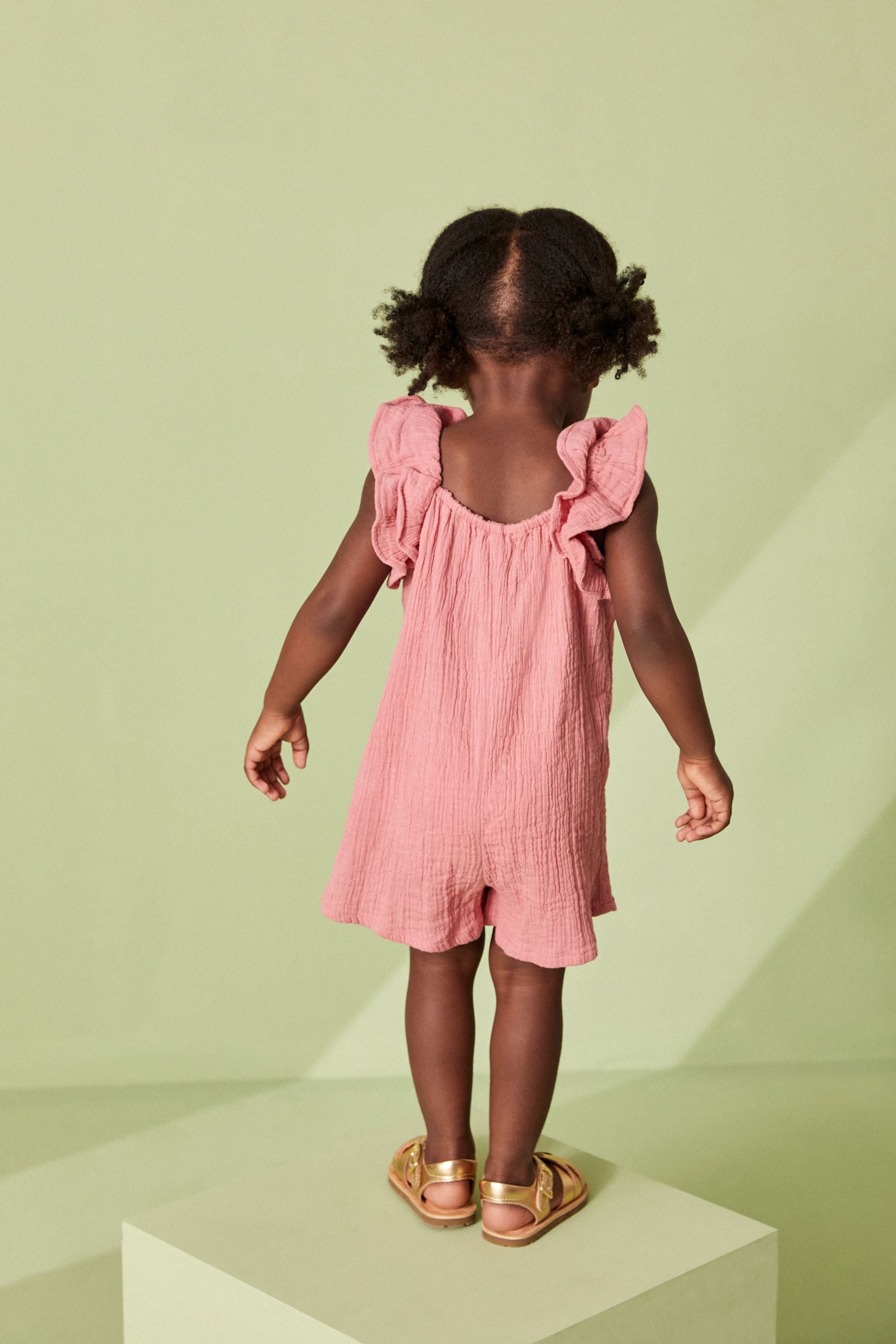 Pink Frill Sleeve Playsuit (3mths-7yrs)