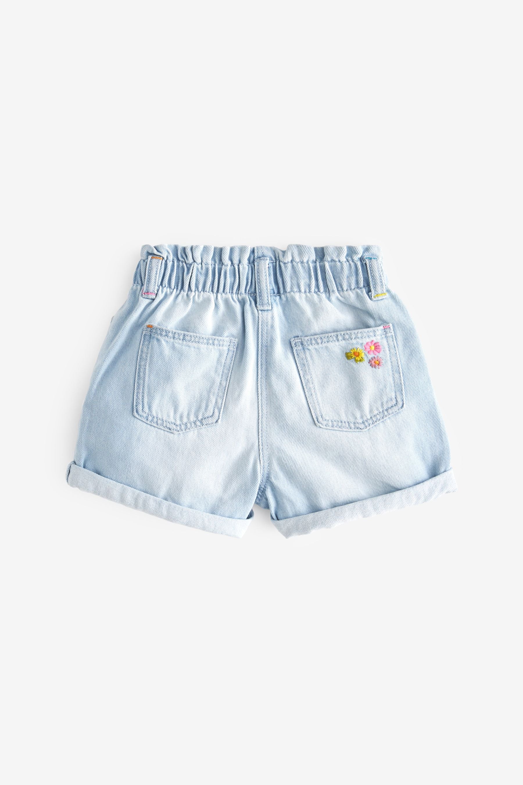 Blue Denim Embroidered Flower Shorts (3mths-7yrs)