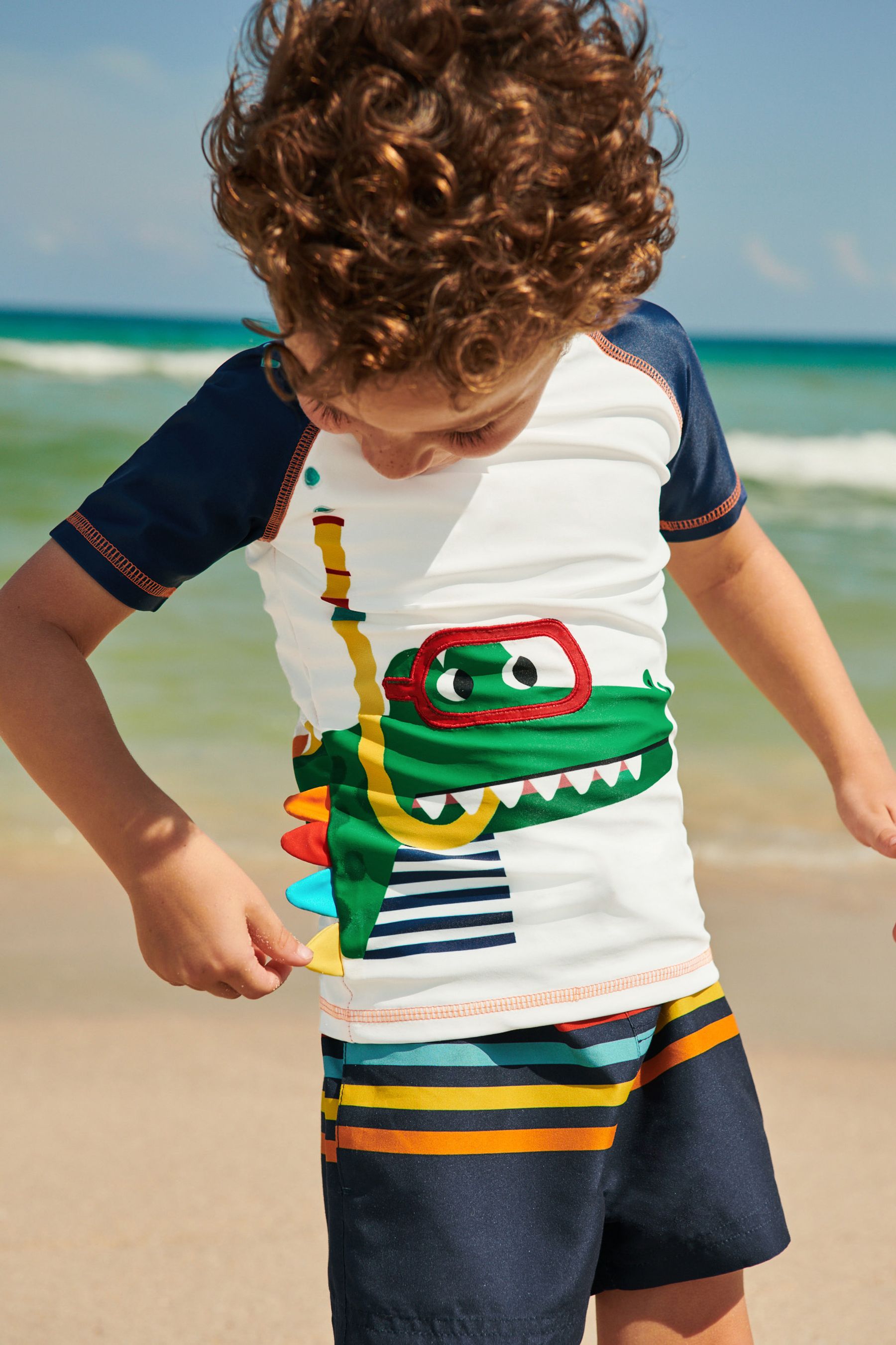 Navy/White Snorkel Croc 2-Piece Rash Vest And Shorts Set (3mths-7yrs)