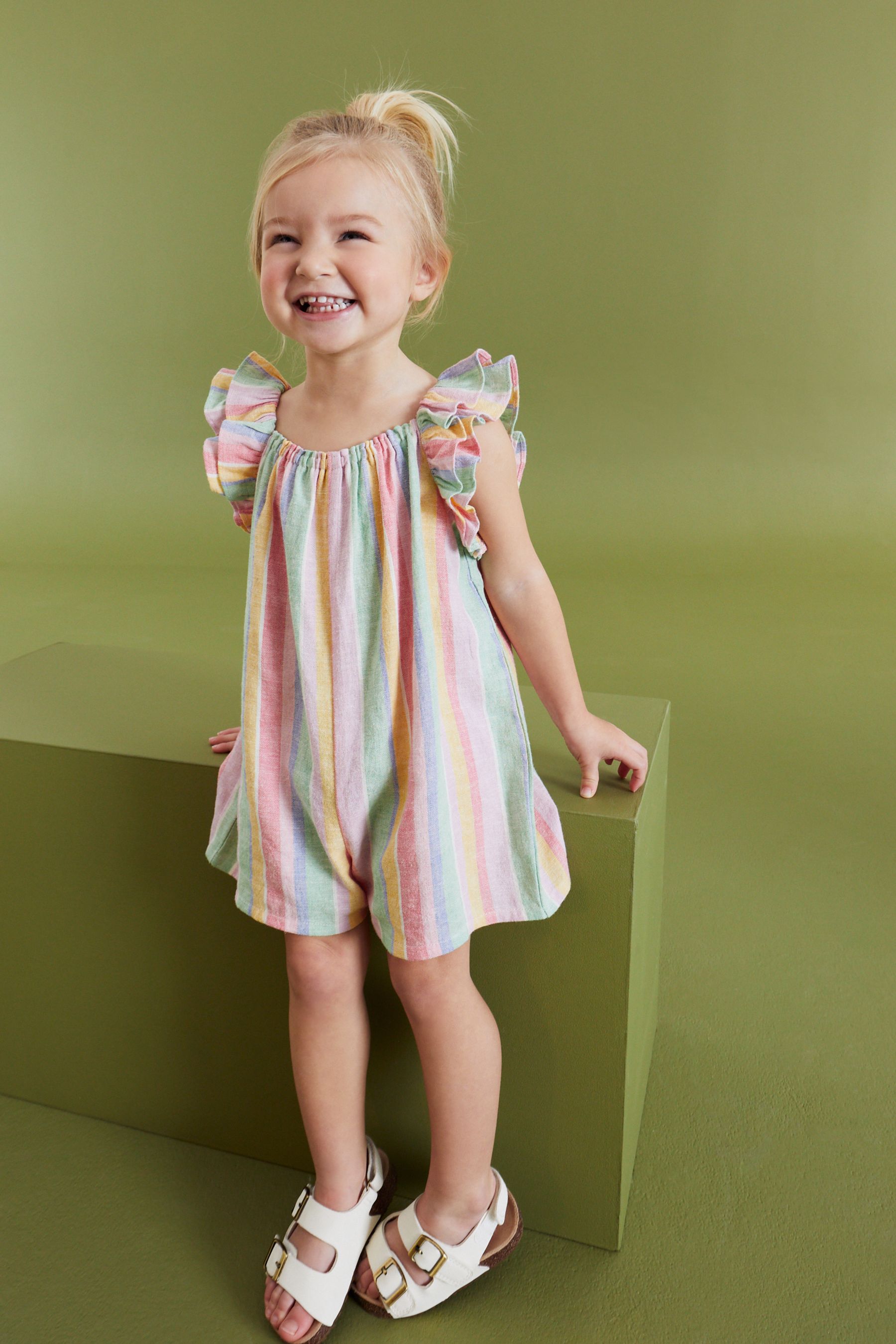 Rainbow Frill Sleeve Playsuit (3mths-7yrs)