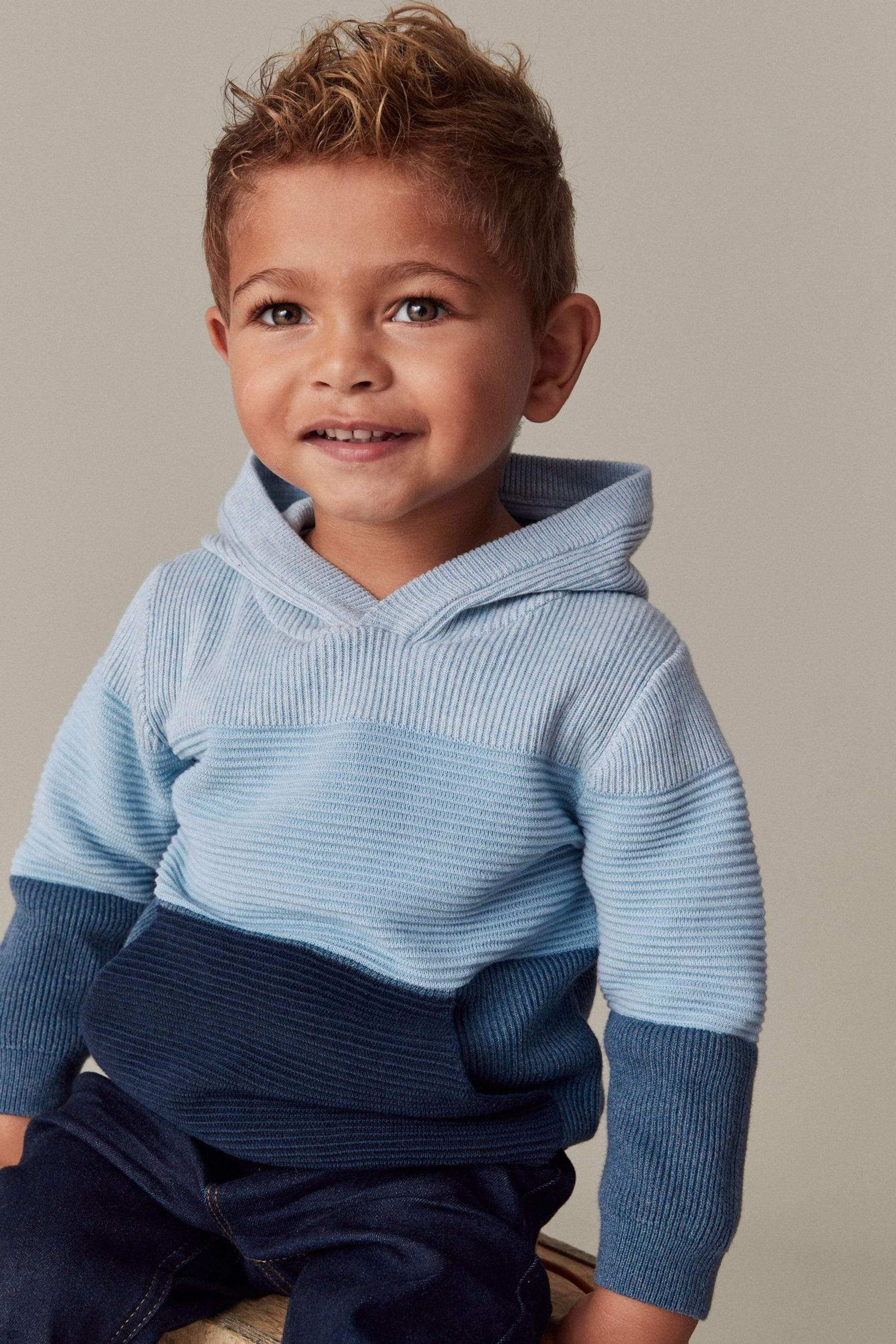 Blue Knitted Hoodie (3mths-7yrs)