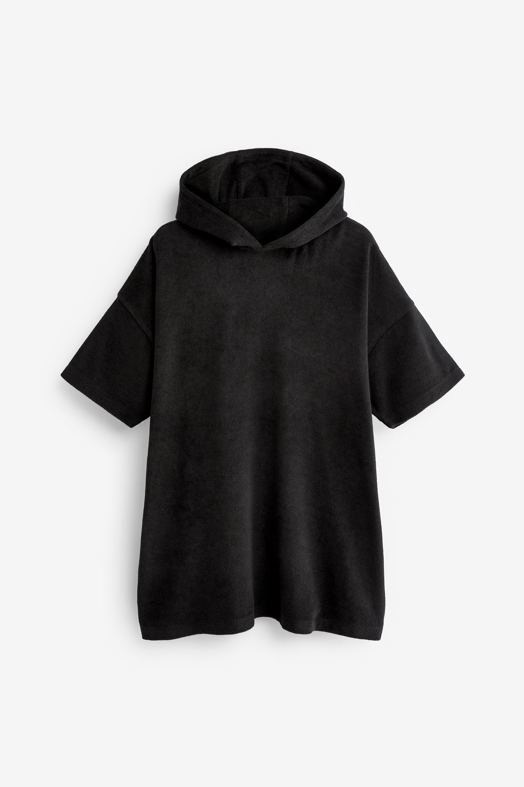 Black Oversized Hooded Towelling Cover-Up