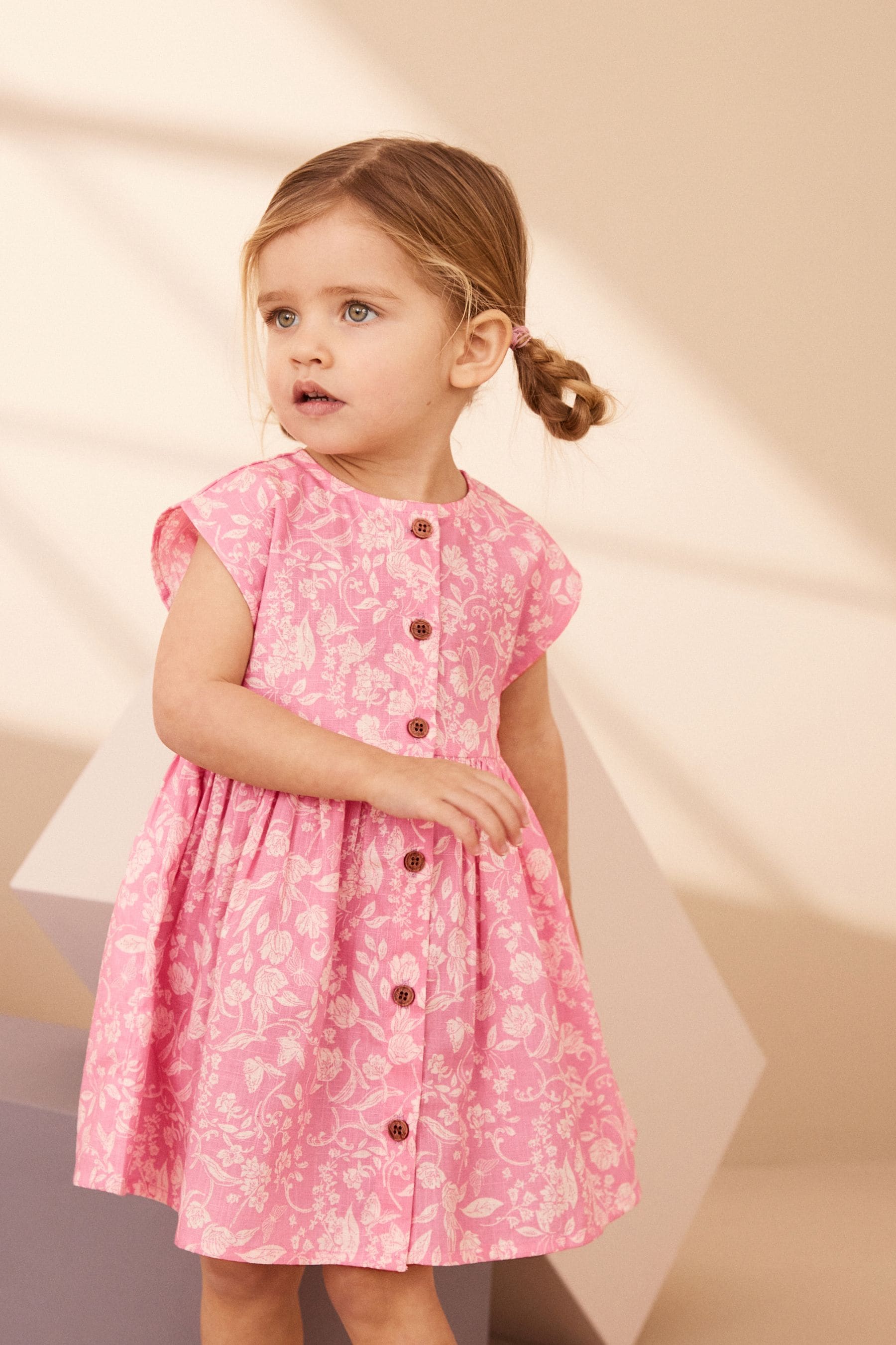 Pink Floral Button Through Summer Dress (3mths-8yrs)