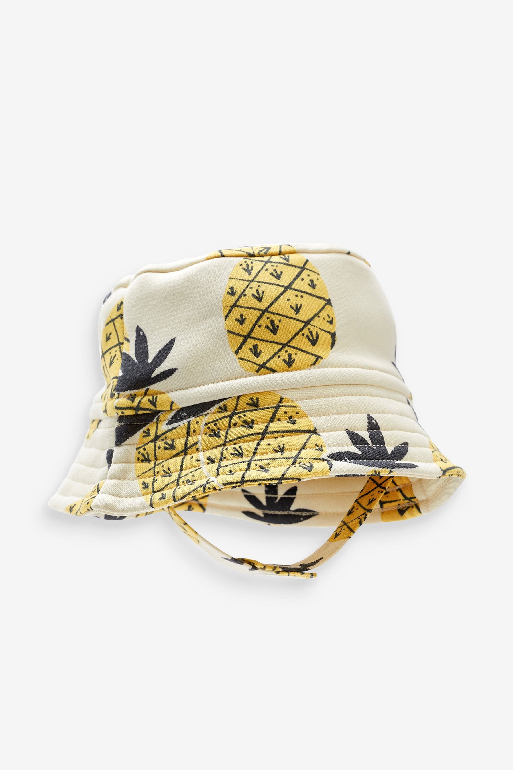 Yellow/Black Pineapple Printed Baby Bucket Hat (0mths-2yrs)