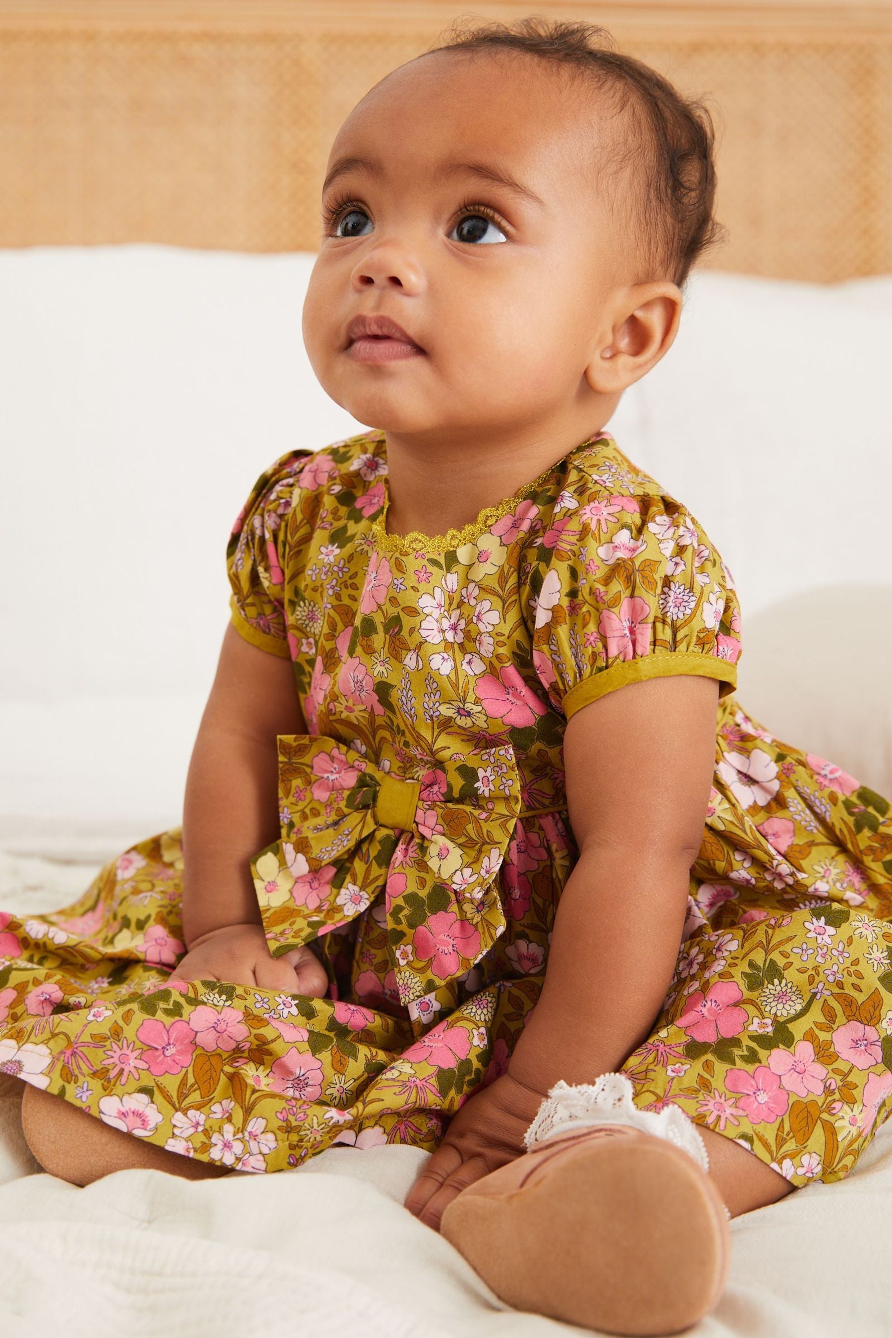 Green Citrine Floral Baby Prom Dress And Knickers Set (0mths-2yrs)