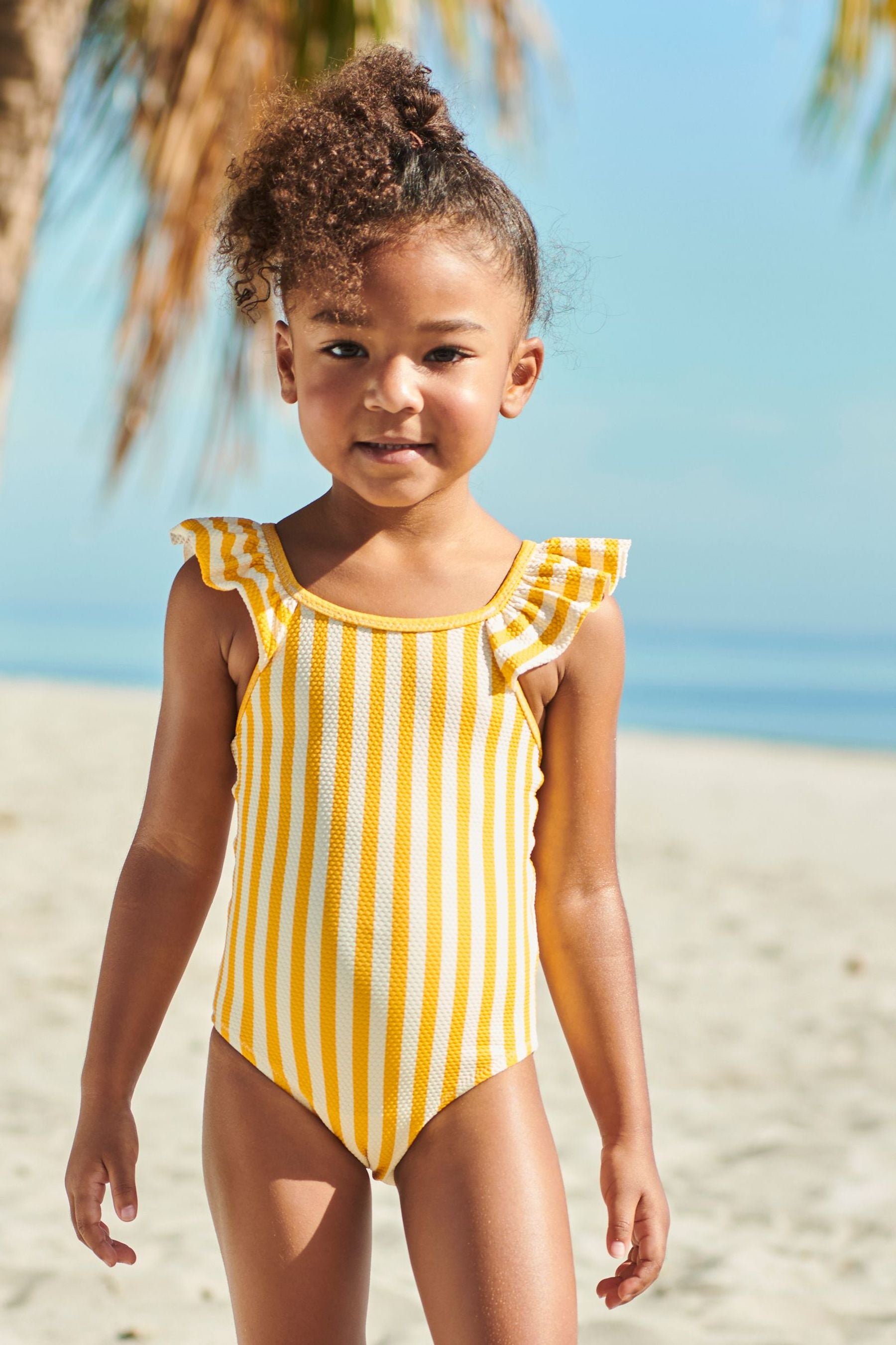 Yellow Frill Sleeved Swimsuit (3mths-7yrs)