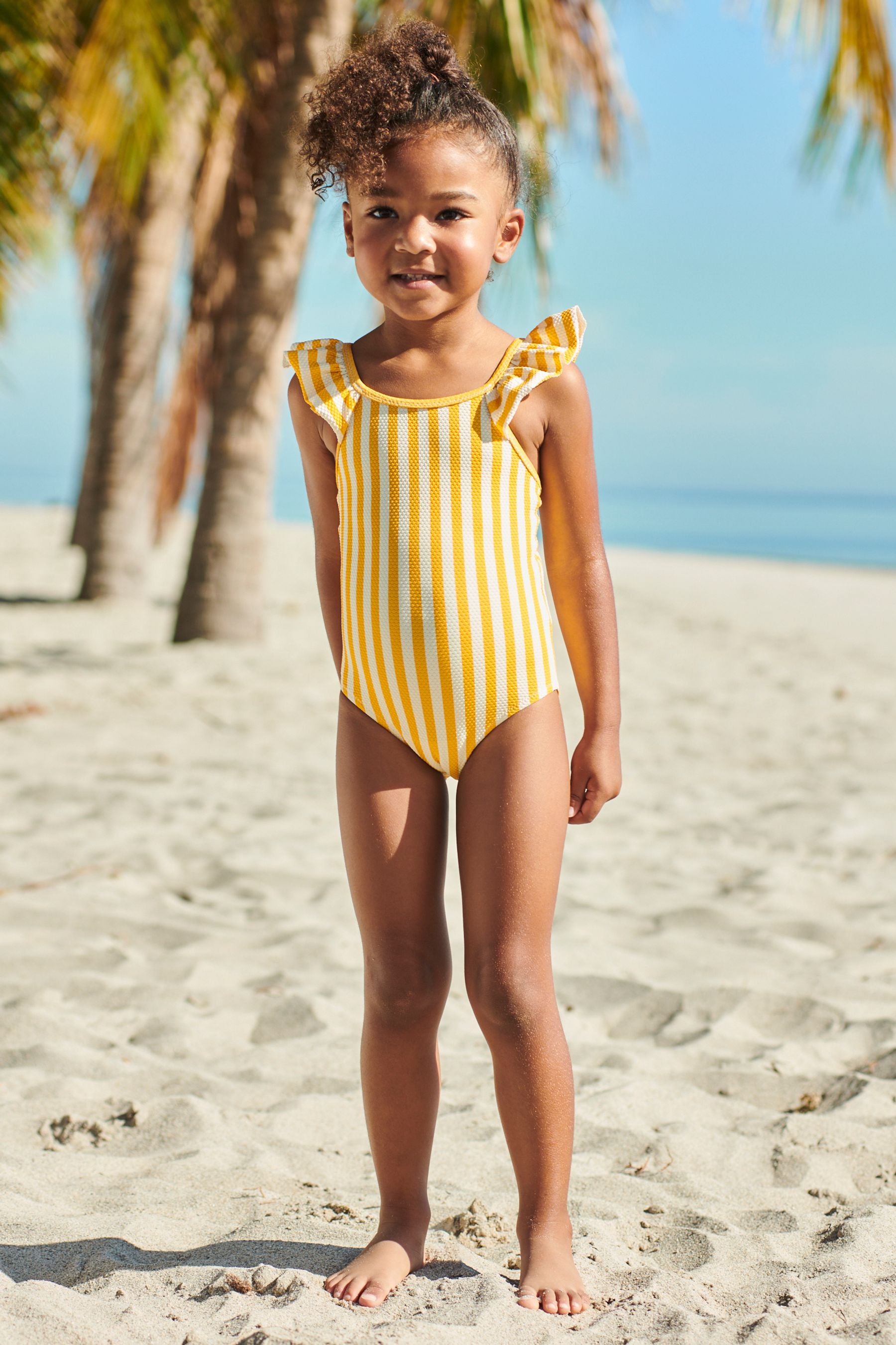 Yellow Frill Sleeved Swimsuit (3mths-7yrs)