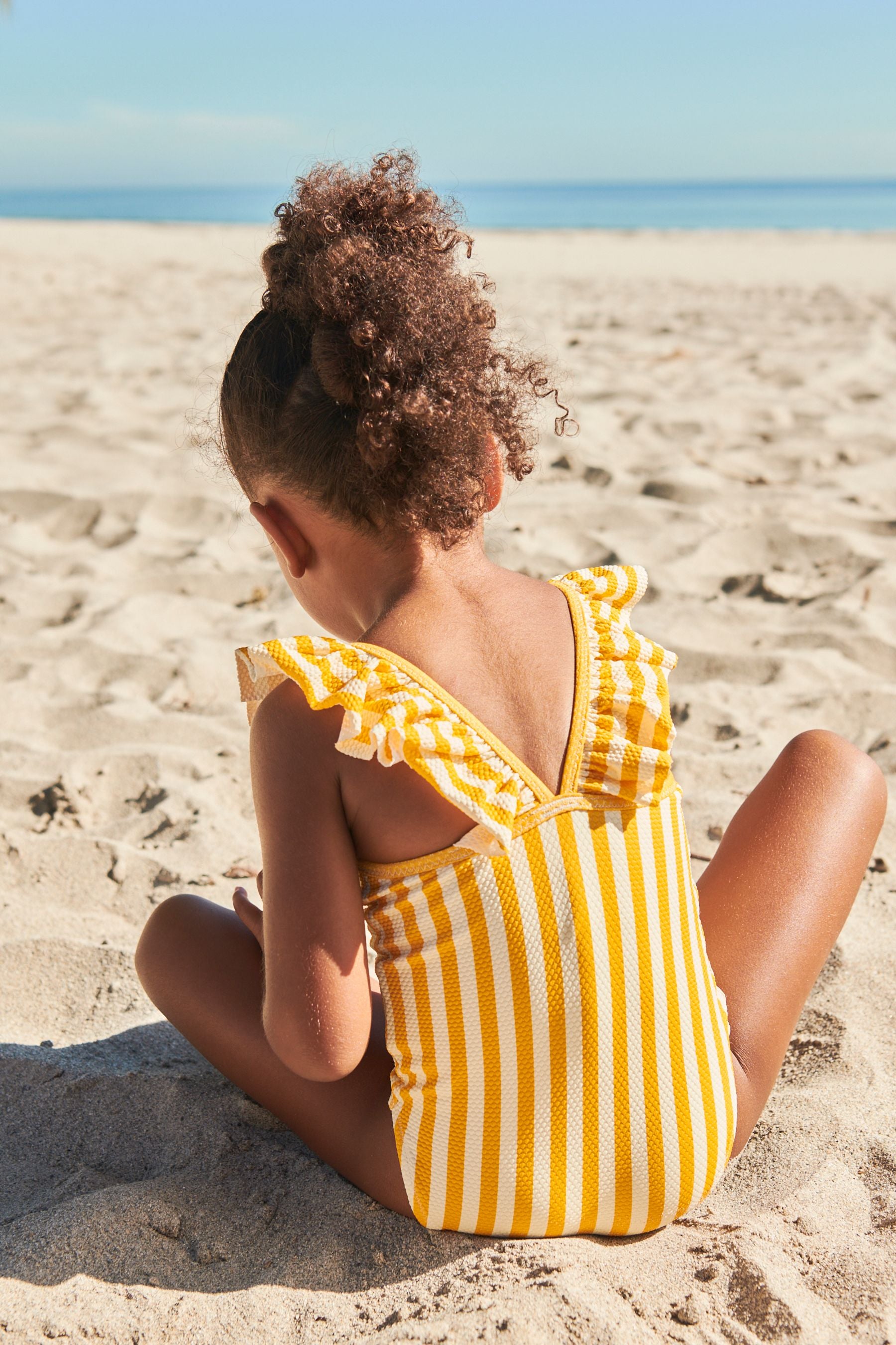 Yellow Frill Sleeved Swimsuit (3mths-7yrs)