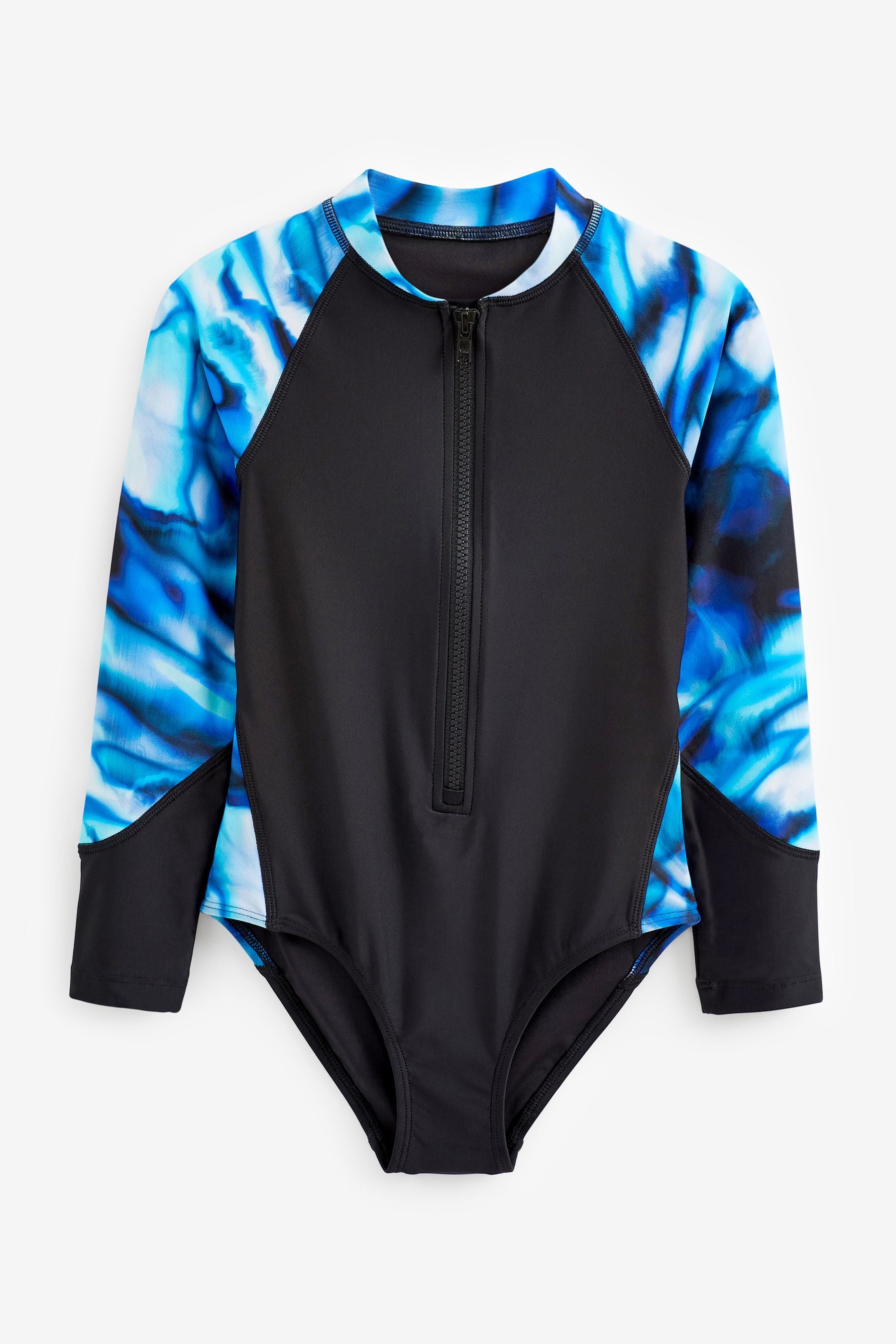 Blue/Black Long Sleeved Swimsuit (3-16yrs)