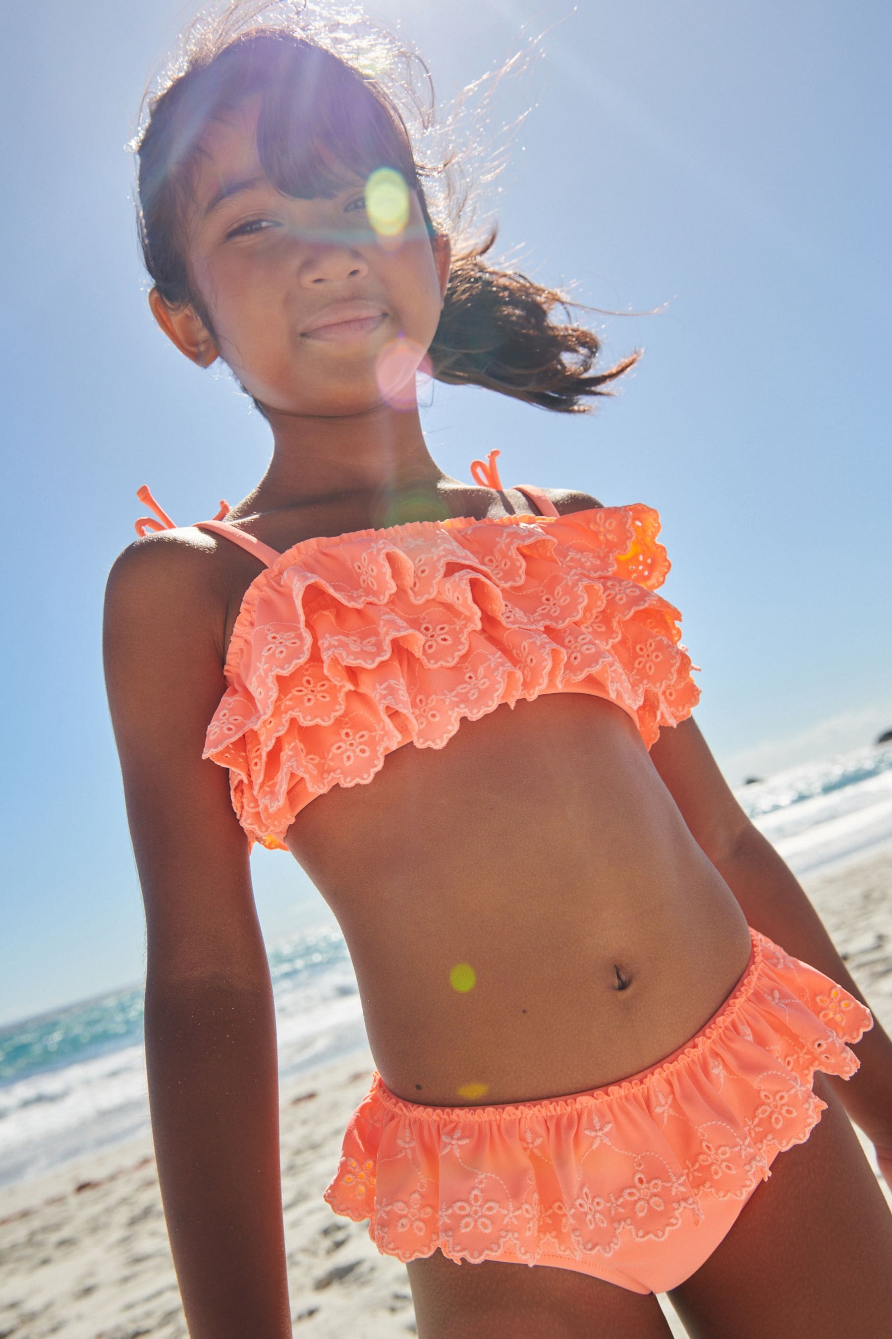 Fluro Orange Tiered Bikini (3-16yrs)