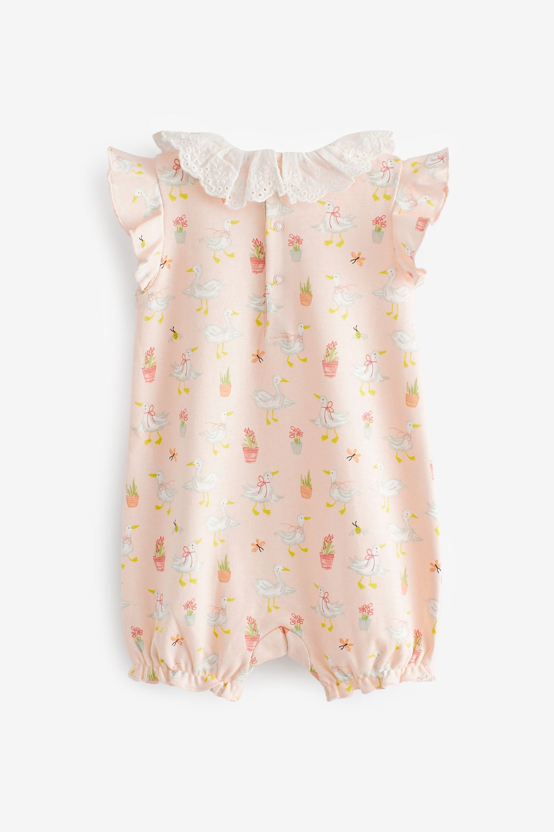 Pale Pink Garden Print Baby Romper 2 Packs