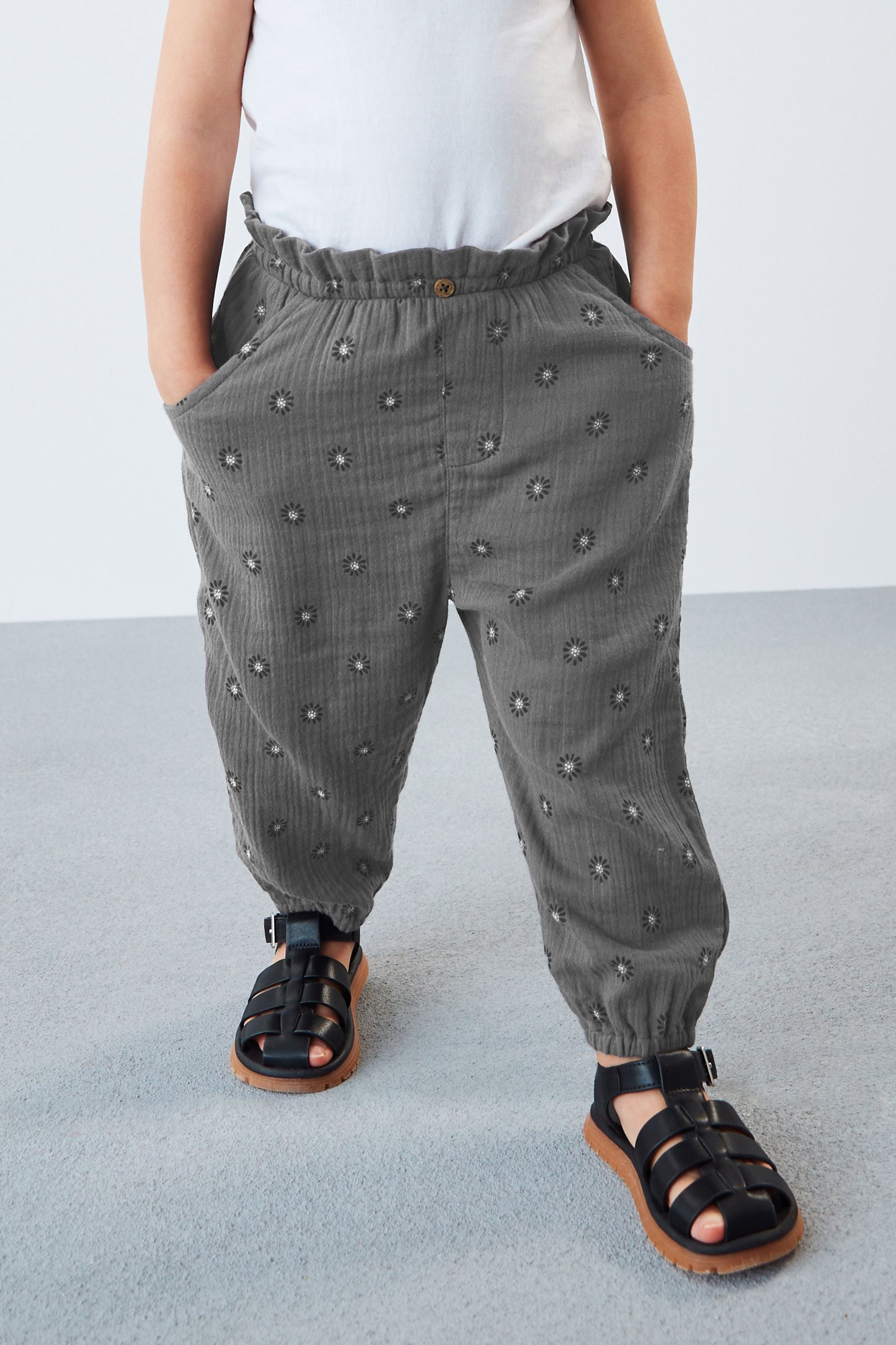 Charcoal Grey Textured Soft Touch Trousers (3mths-10yrs)