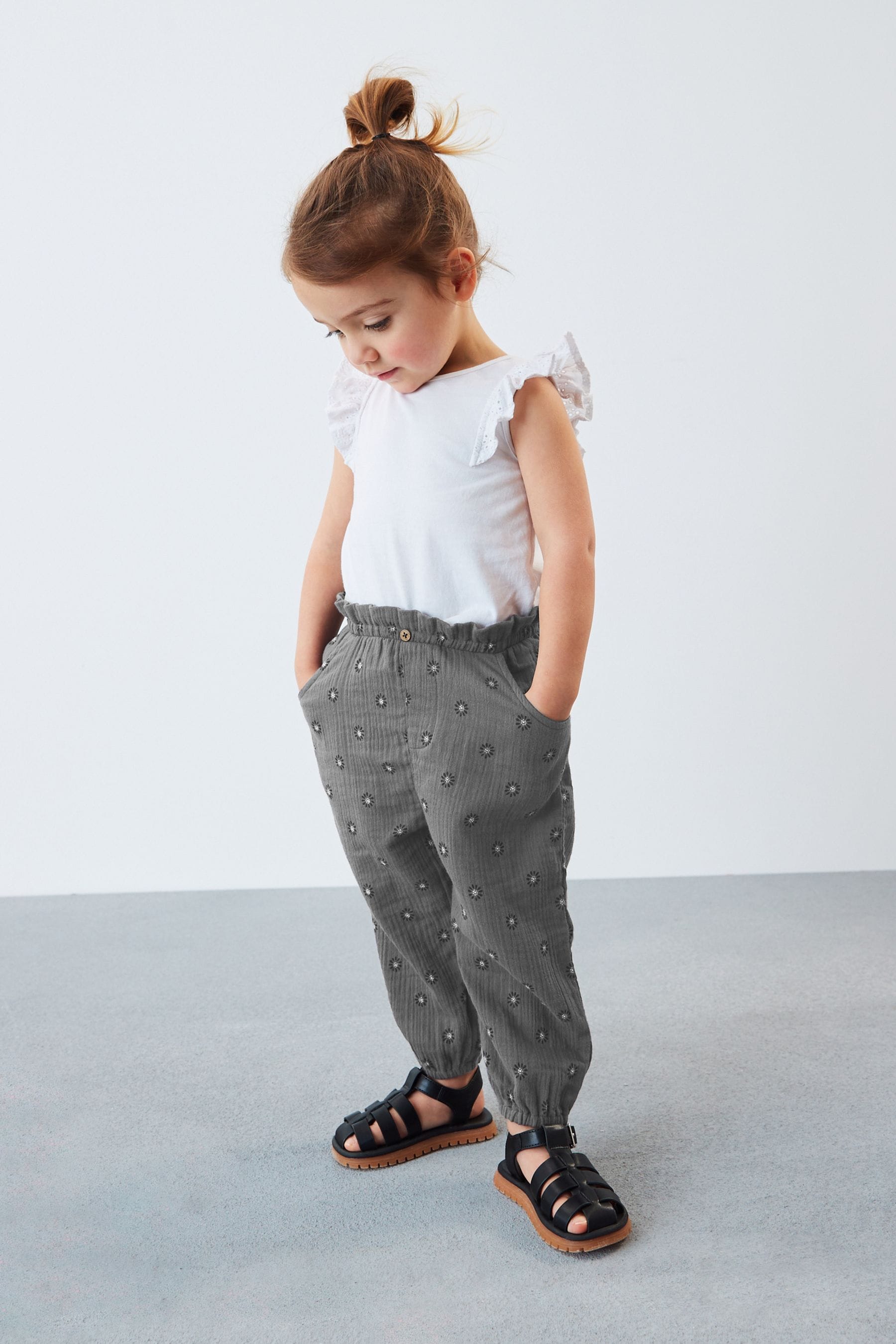 Charcoal Grey Textured Soft Touch Trousers (3mths-10yrs)