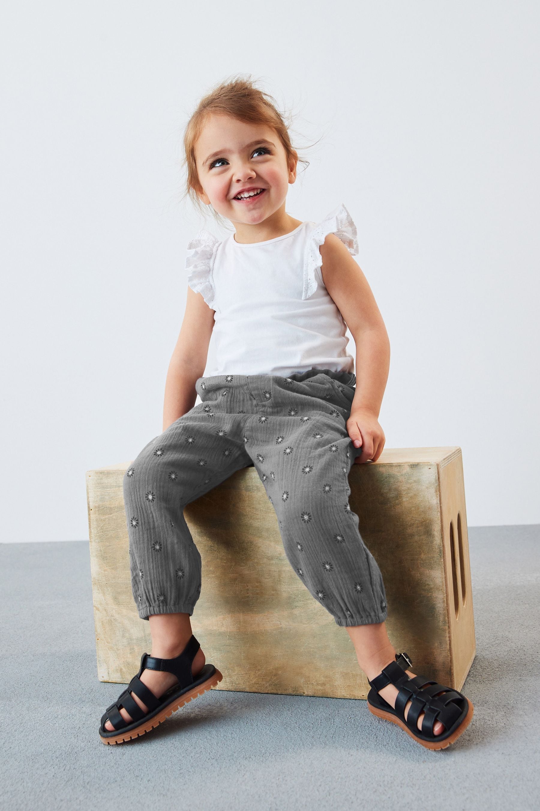 Charcoal Grey Textured Soft Touch Trousers (3mths-10yrs)