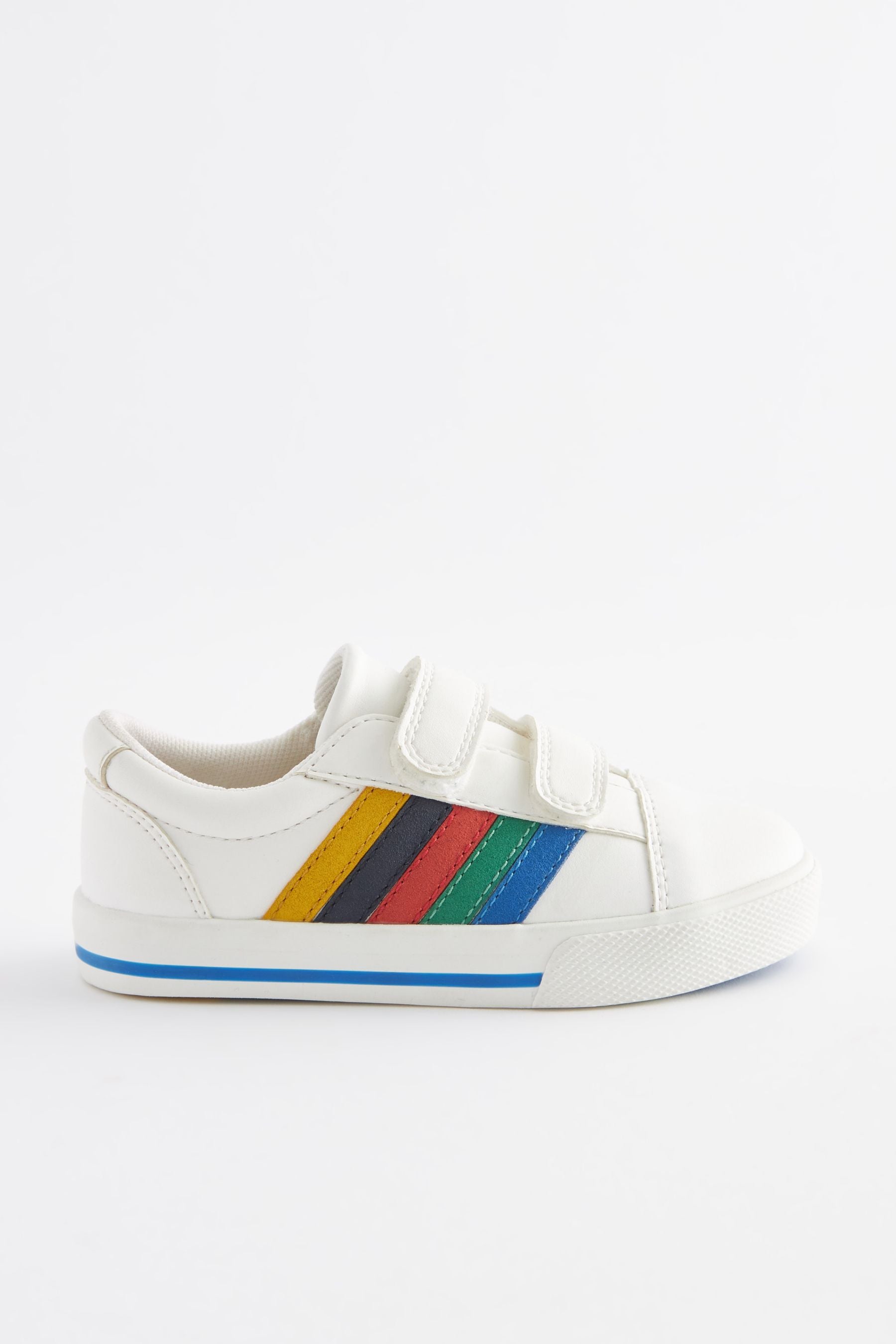 White Rainbow Stripe Strap Touch Fastening Shoes