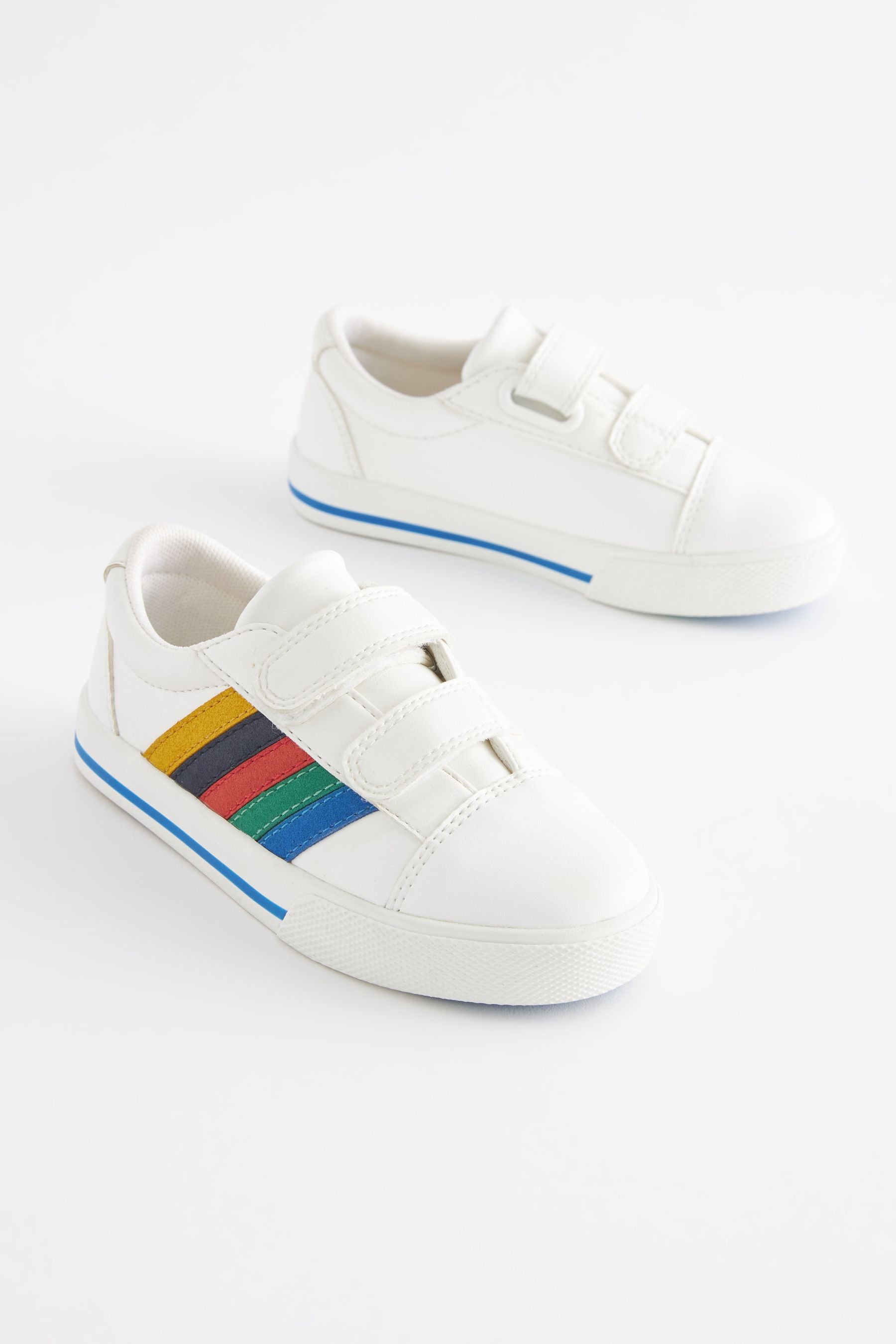 White Rainbow Stripe Strap Touch Fastening Shoes