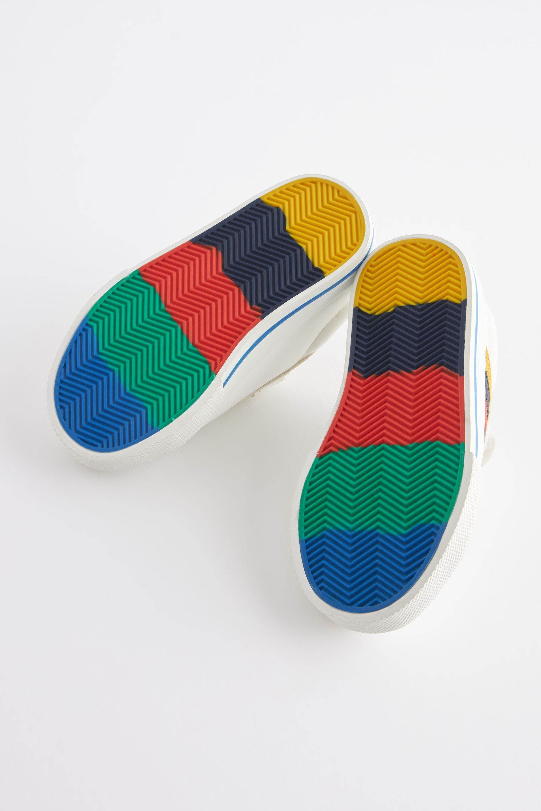 White Rainbow Stripe Strap Touch Fastening Shoes