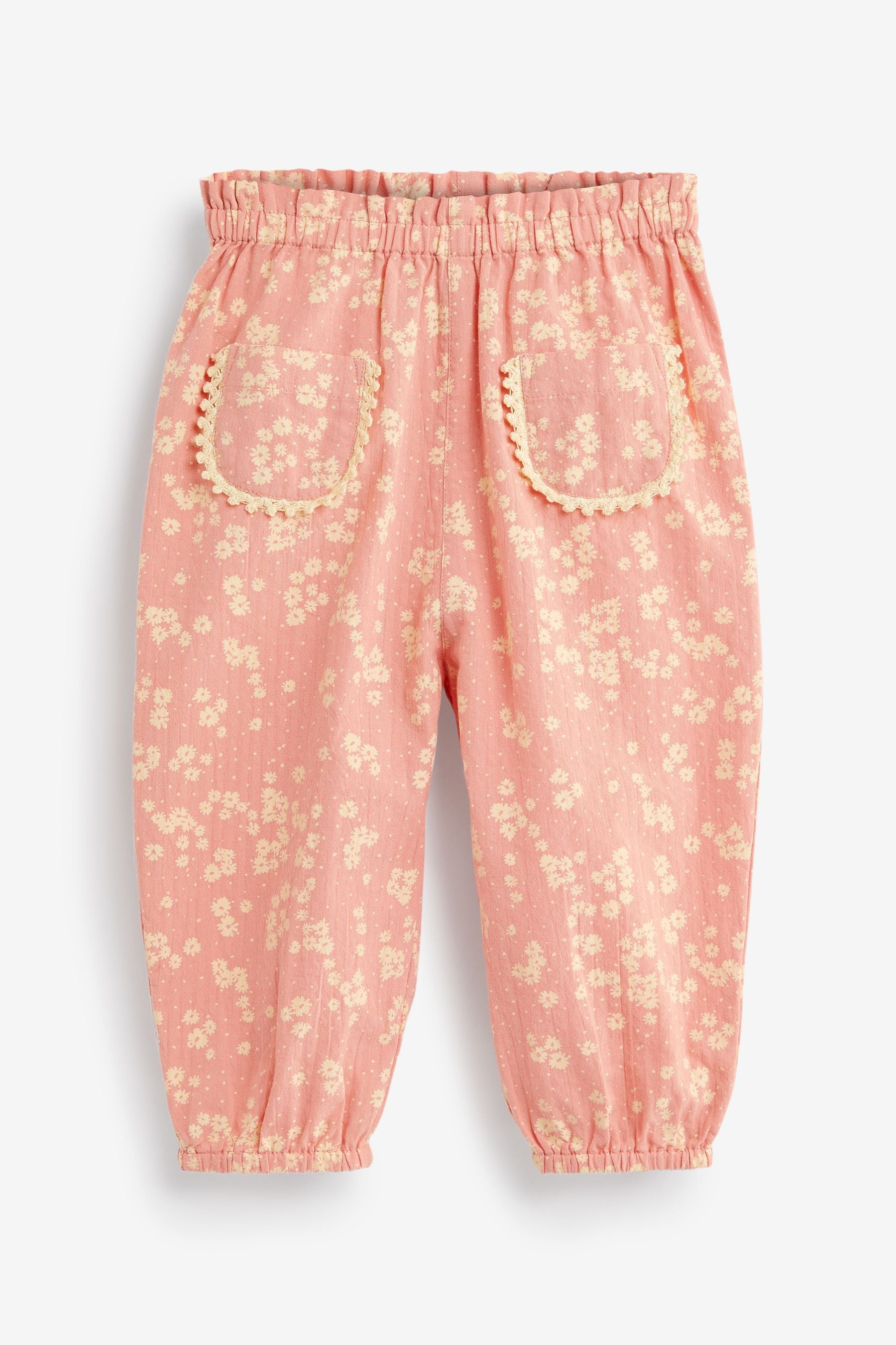 Pink Floral Textured Soft Touch Trousers (3mths-7yrs)