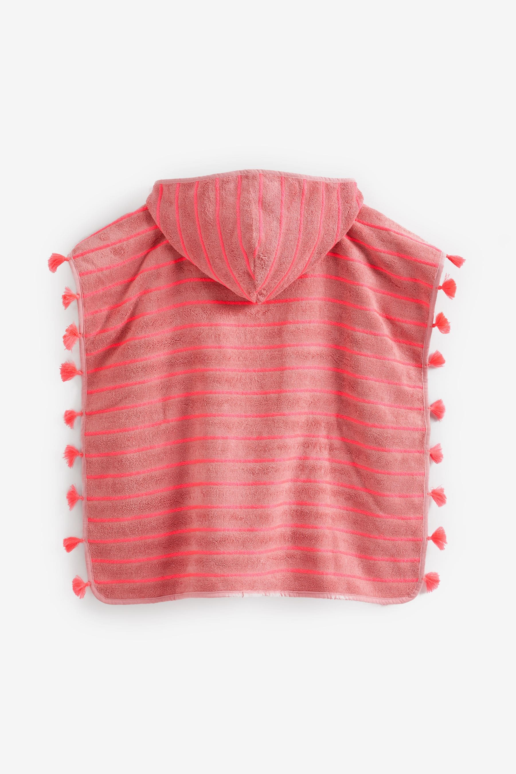 Fluro Stripe Pink Towelling Poncho