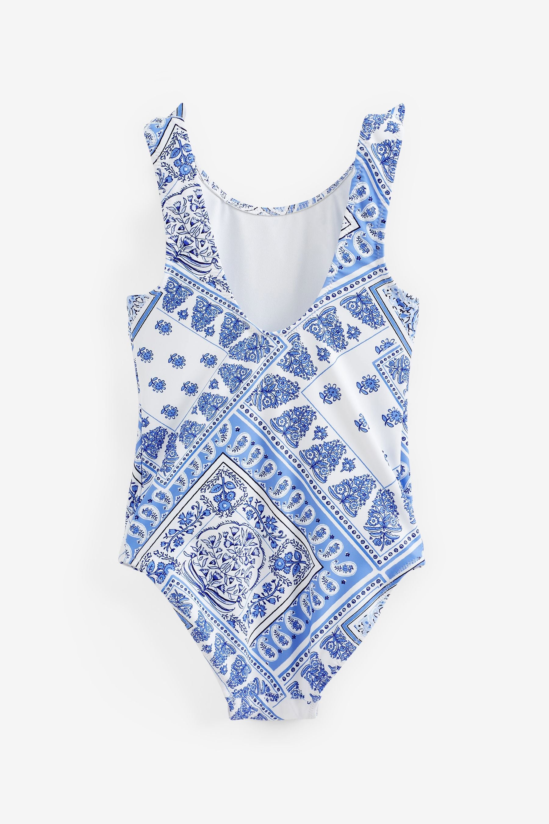 Blue/White Tie Shoulder Swimsuit (3-16yrs)