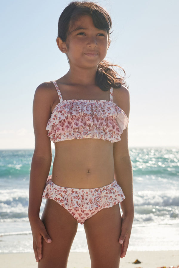 Pink/White Ruffle Tiered Bikini (3-16yrs)