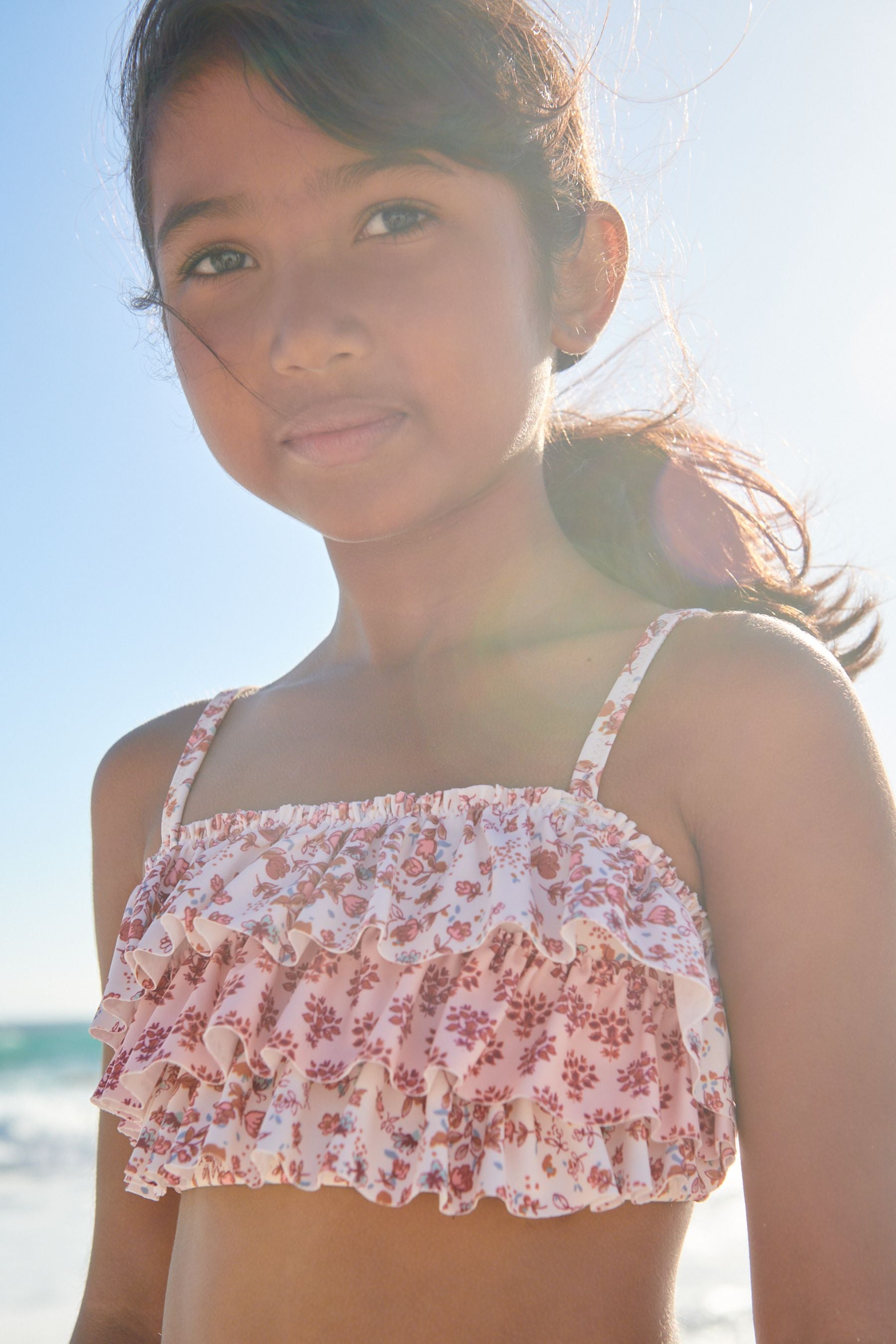 Pink/White Ruffle Tiered Bikini (3-16yrs)