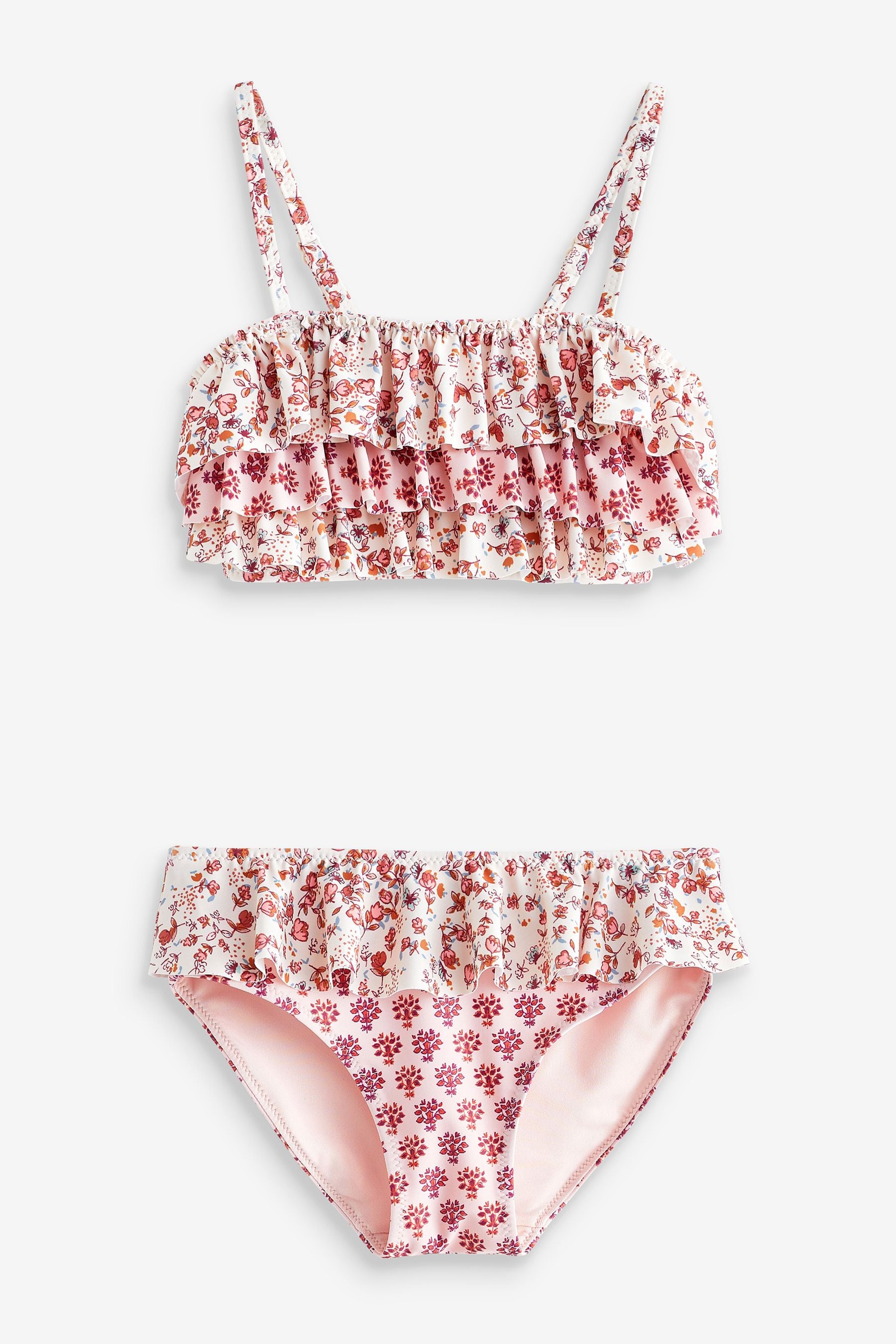 Pink/White Ruffle Tiered Bikini (3-16yrs)