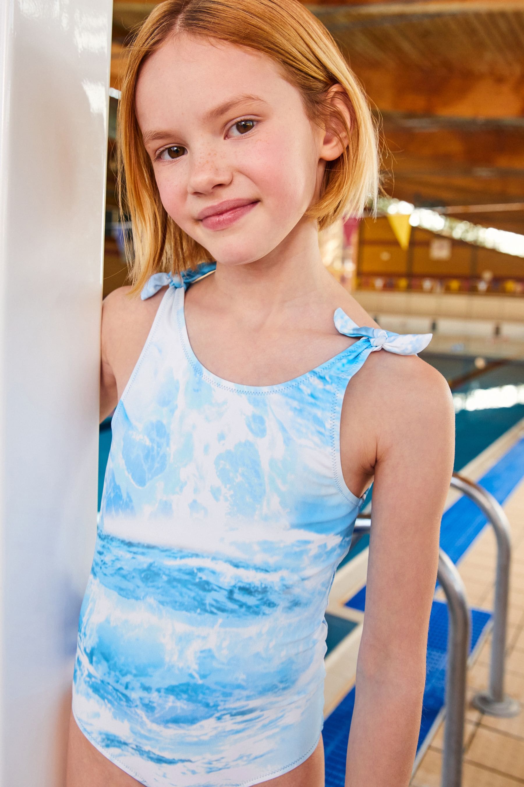 Blue Ocean Tie Shoulder Swimsuit (3-16yrs)