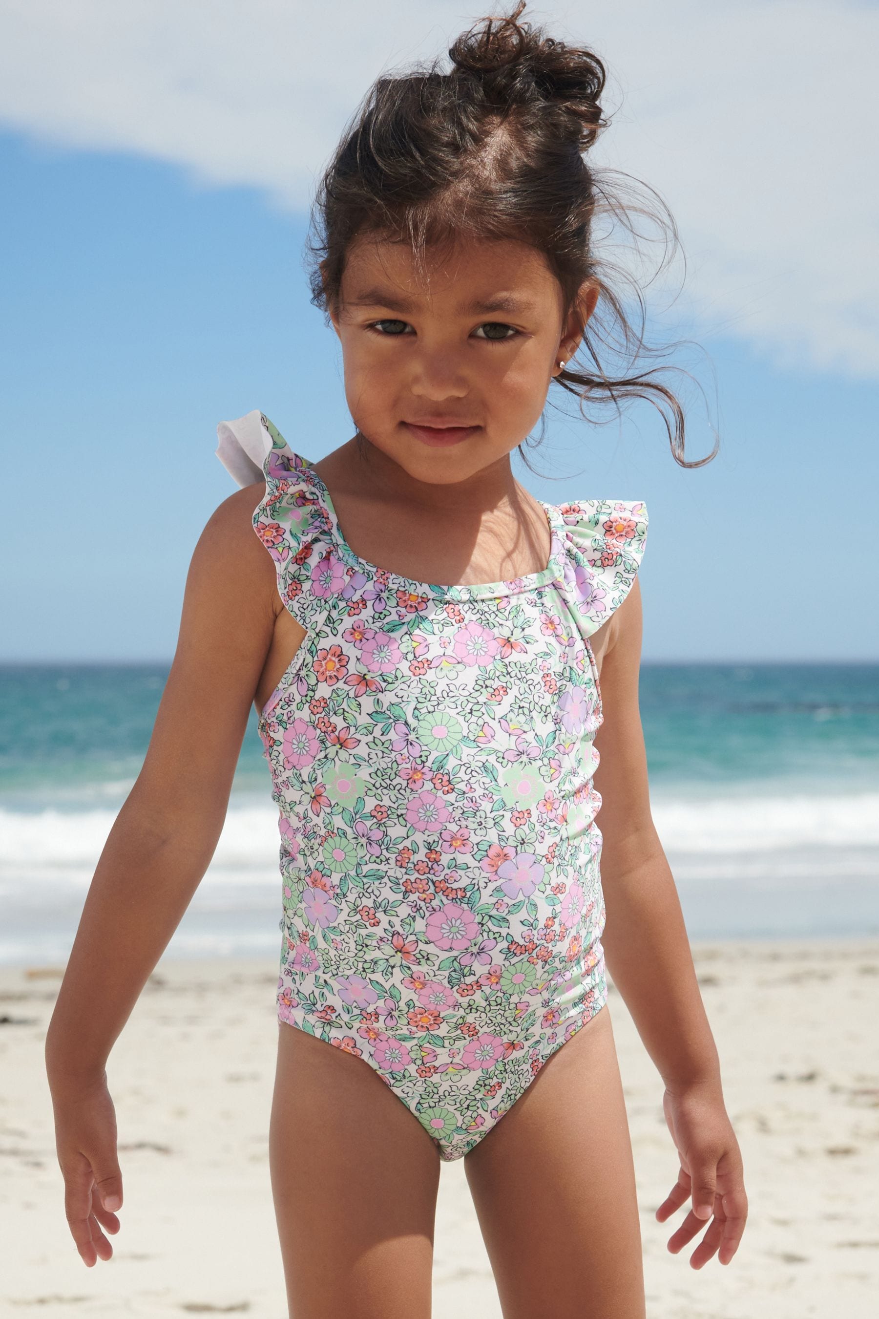 Mint Green Frill Sleeved Swimsuit (3mths-7yrs)